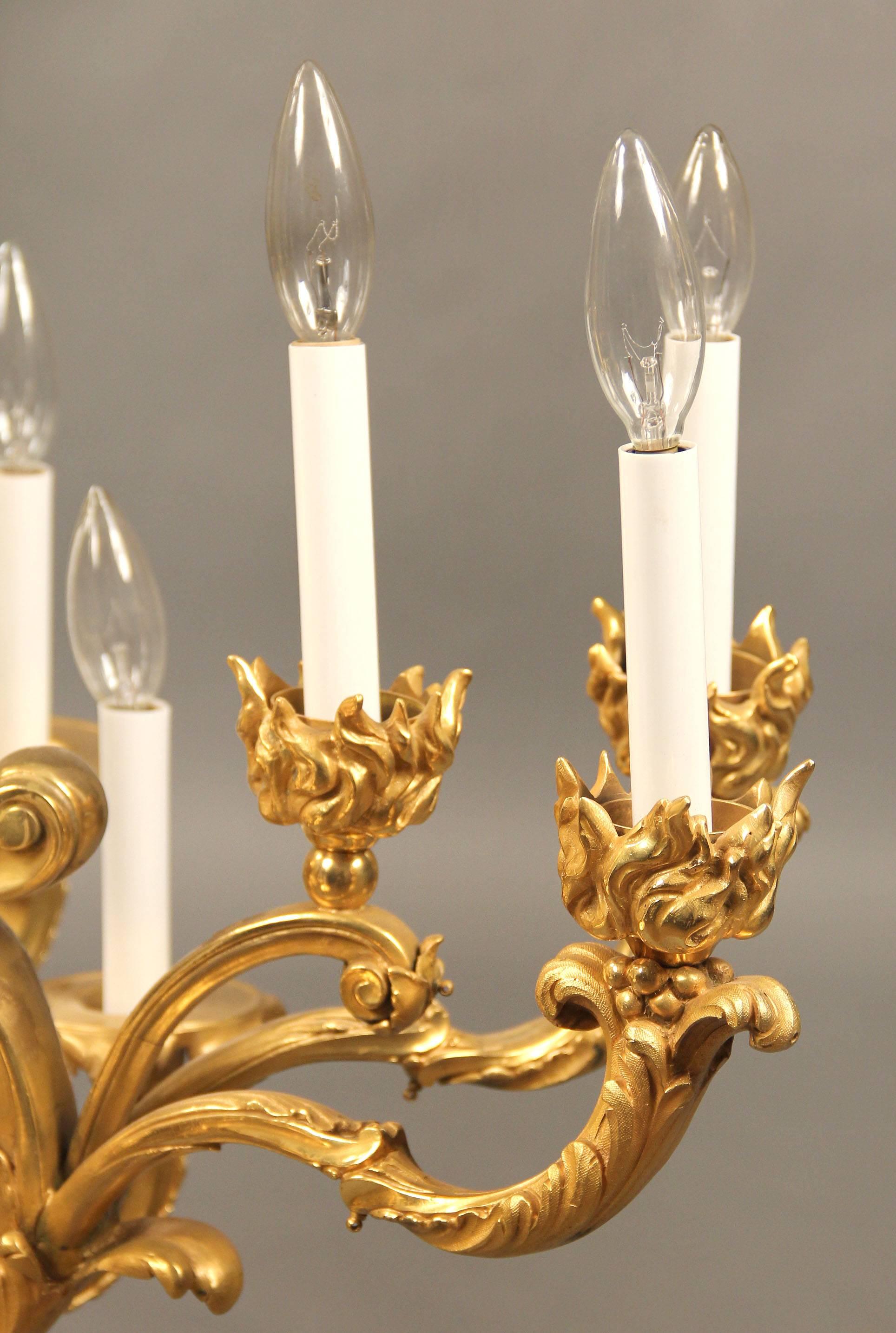 French Fantastic Quality Late 19th Century Gilt Bronze Chandelier