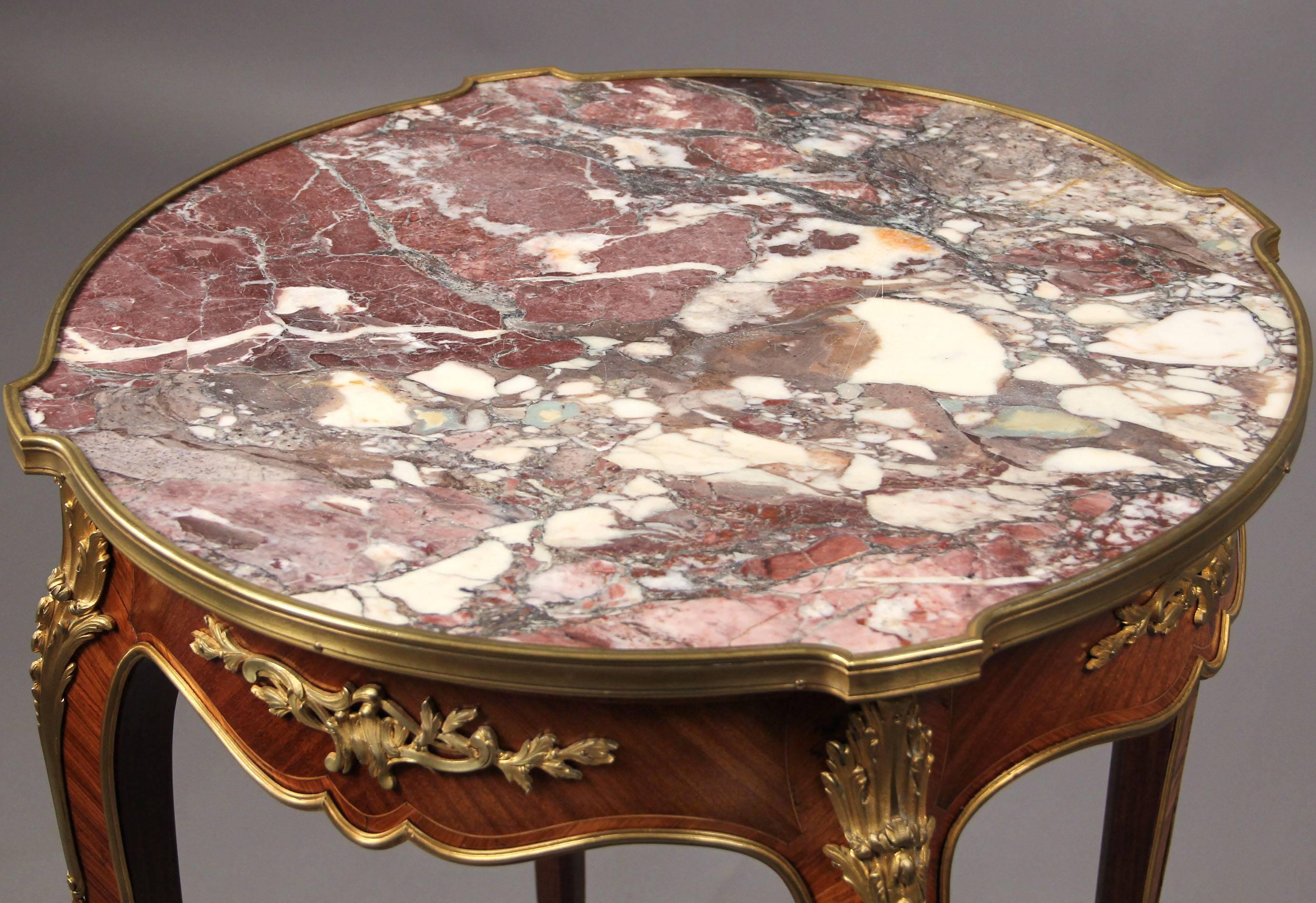 French Late 19th Century Gilt Bronze-Mounted Marble-Top Lamp Table For Sale