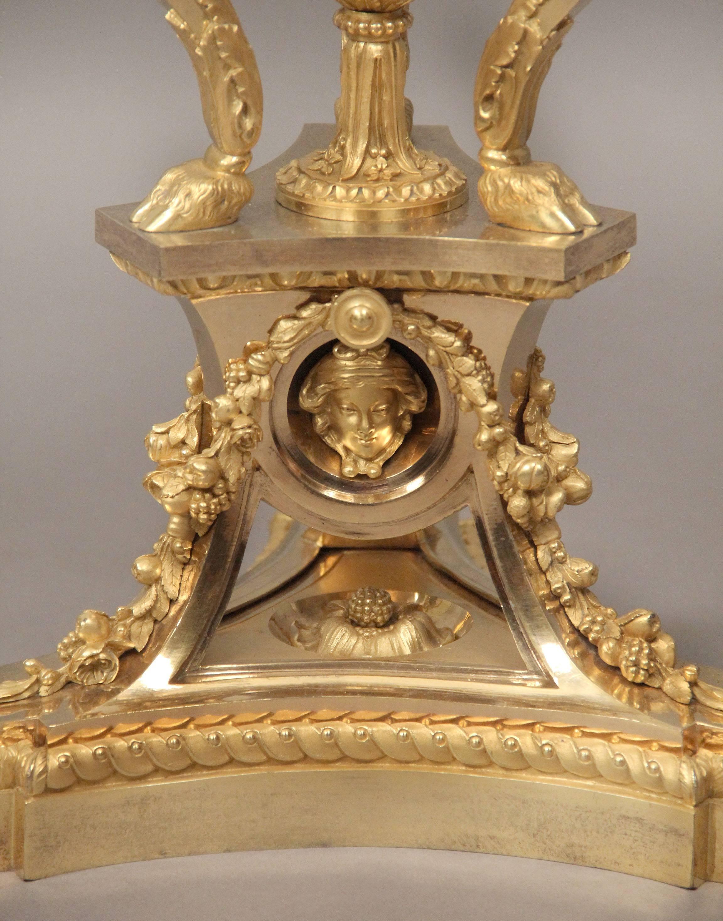 French Exceptional Pair of 19th Century Gilt Bronze and Enamel Candelabra For Sale