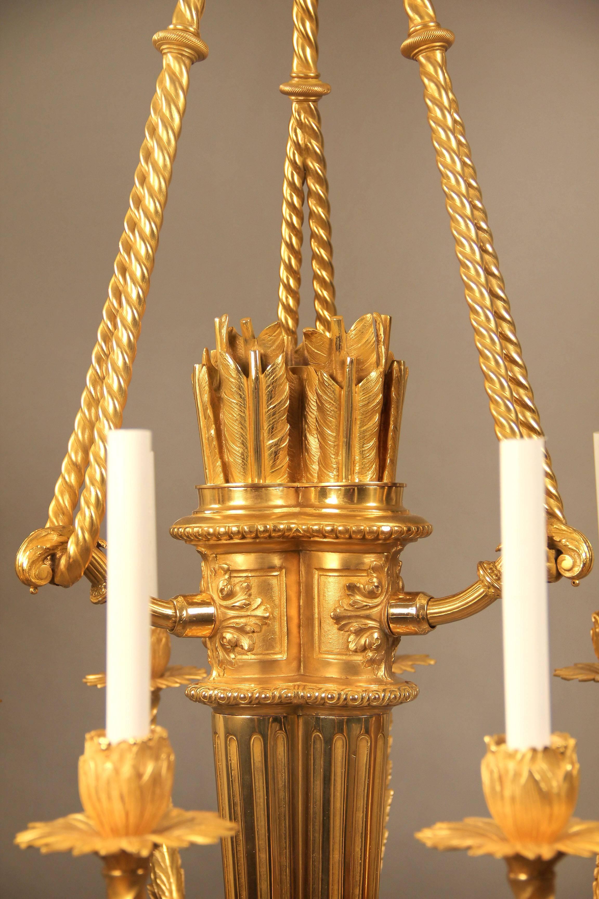 Belle Époque Exceptional Late 19th Century Gilt Bronze Chandelier For Sale