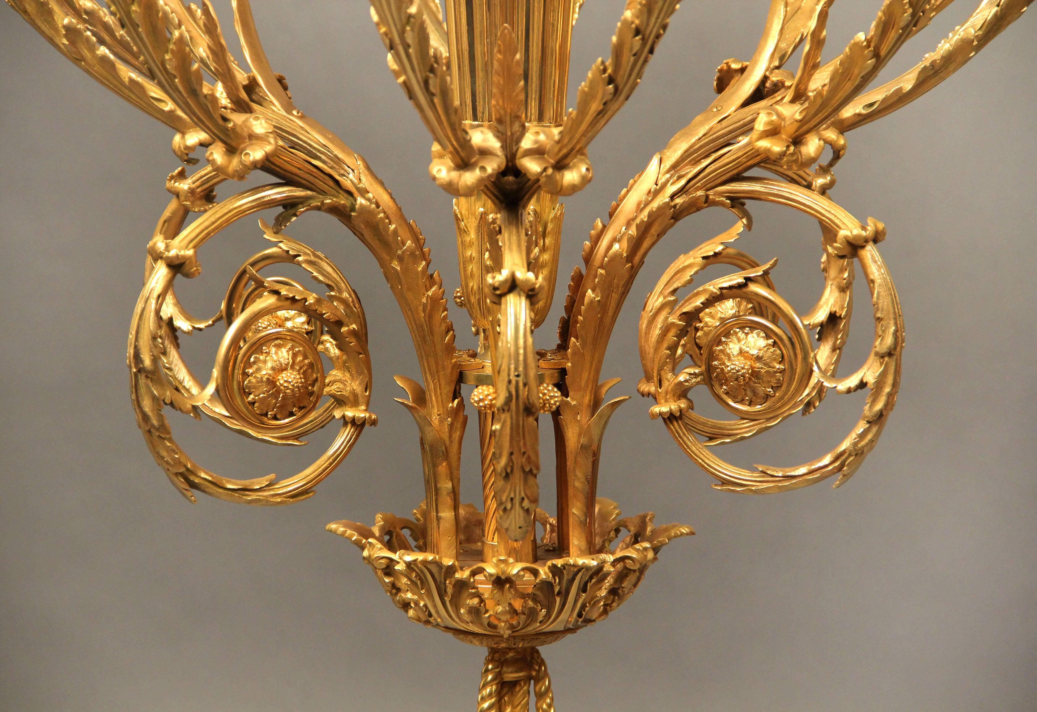 Exceptional Late 19th Century Gilt Bronze Chandelier For Sale 1