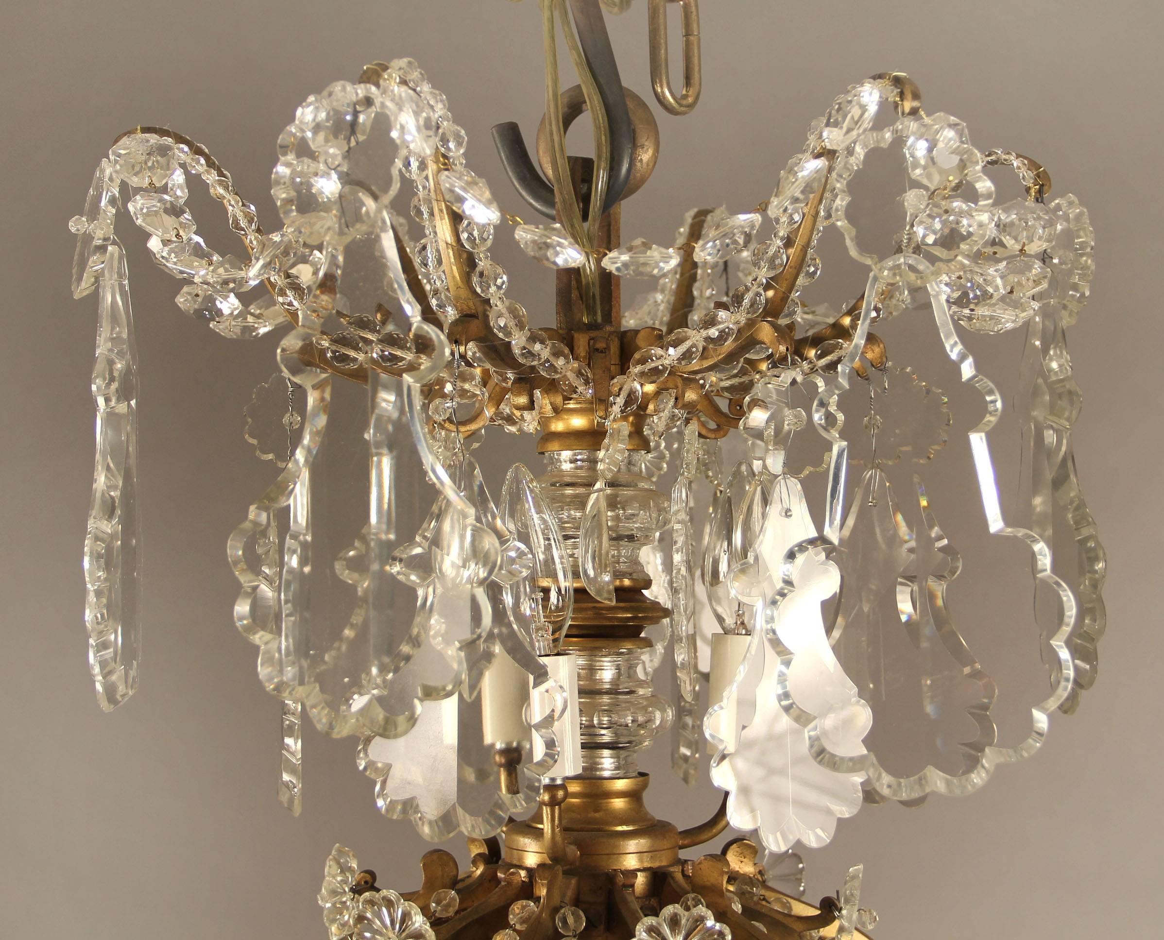 Palatial and Rare 19th Century Gilt Bronze and Baccarat Crystal Chandelier In Good Condition For Sale In New York, NY