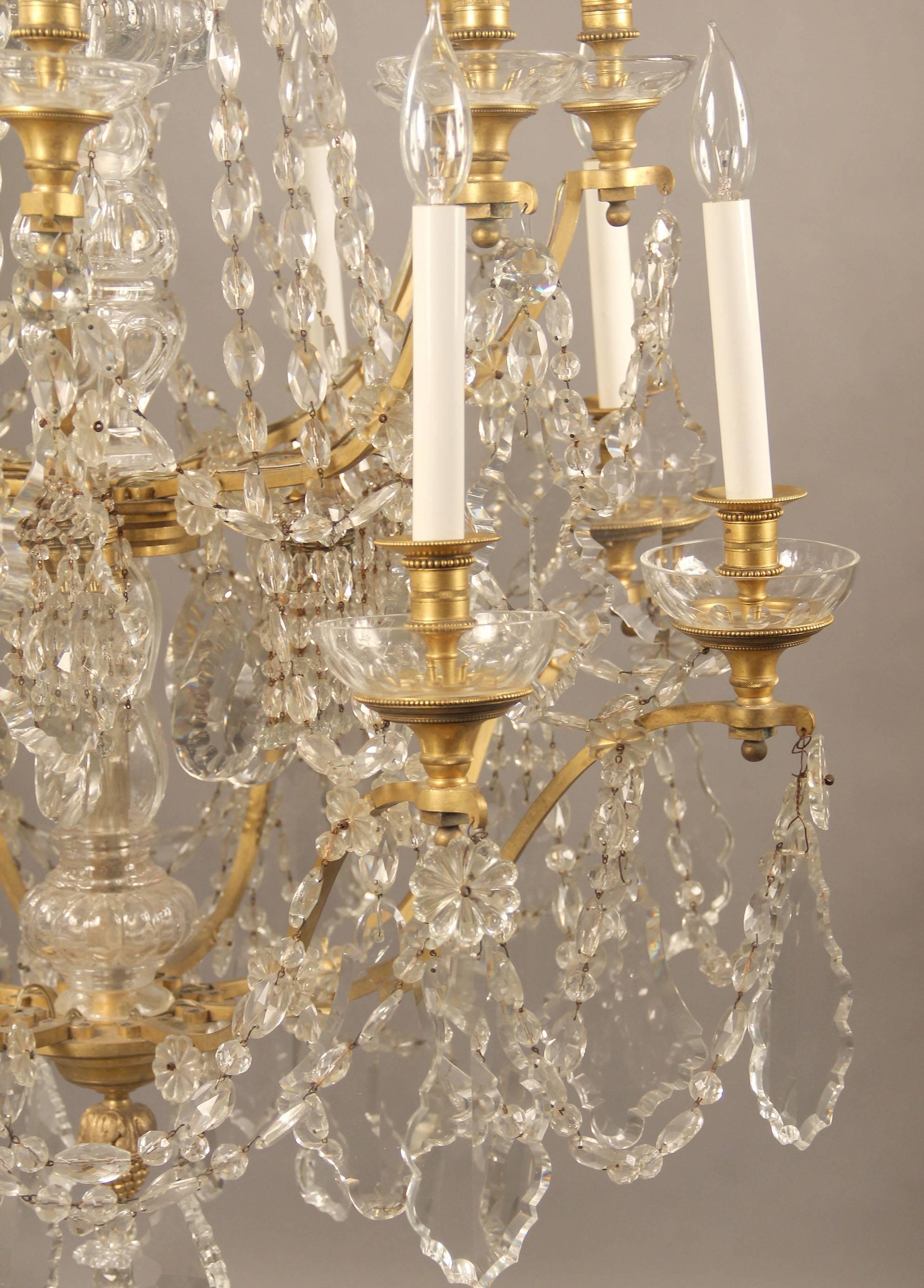 Fine and Palatial Pair of Late 19th Century Gilt Bronze and Crystal Chandelier In Good Condition In New York, NY