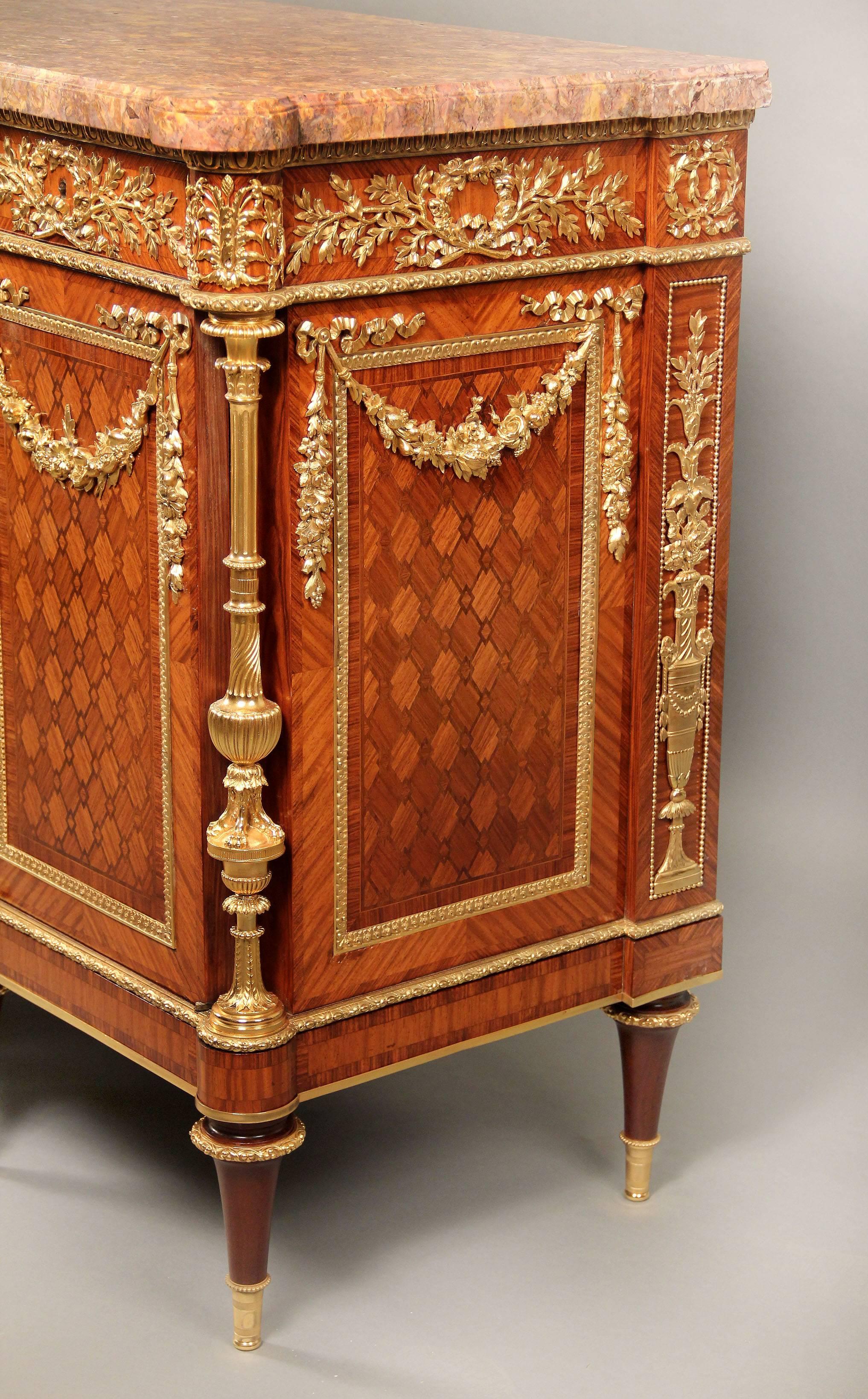 French Fantastic Late 19th Century Gilt Bronze and Parquetry Commode by Zwiener Jansen For Sale