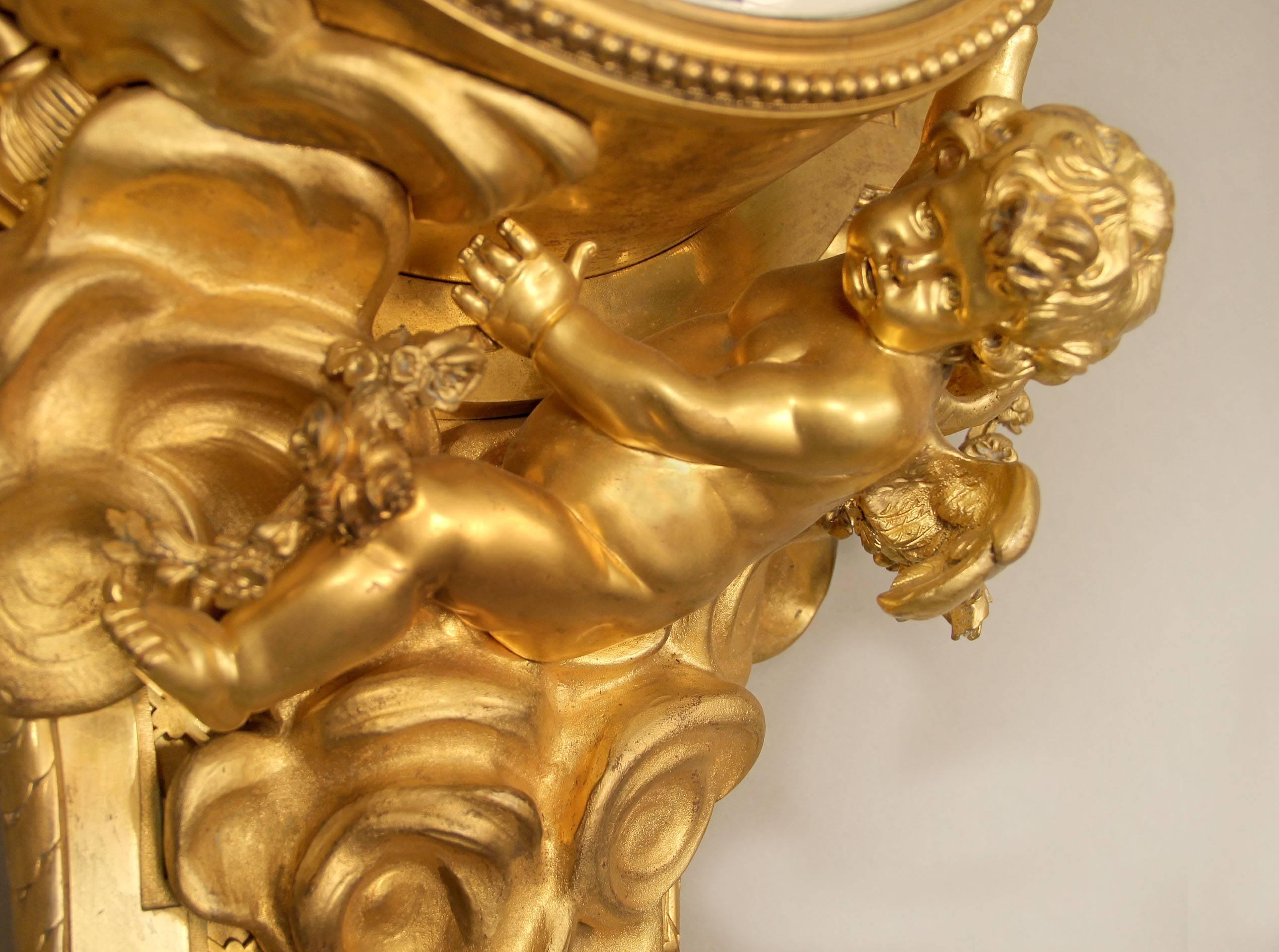 Bronzo Unico orologio a cartello in bronzo dorato della fine del XIX secolo-inizio del XX secolo di François Linke in vendita