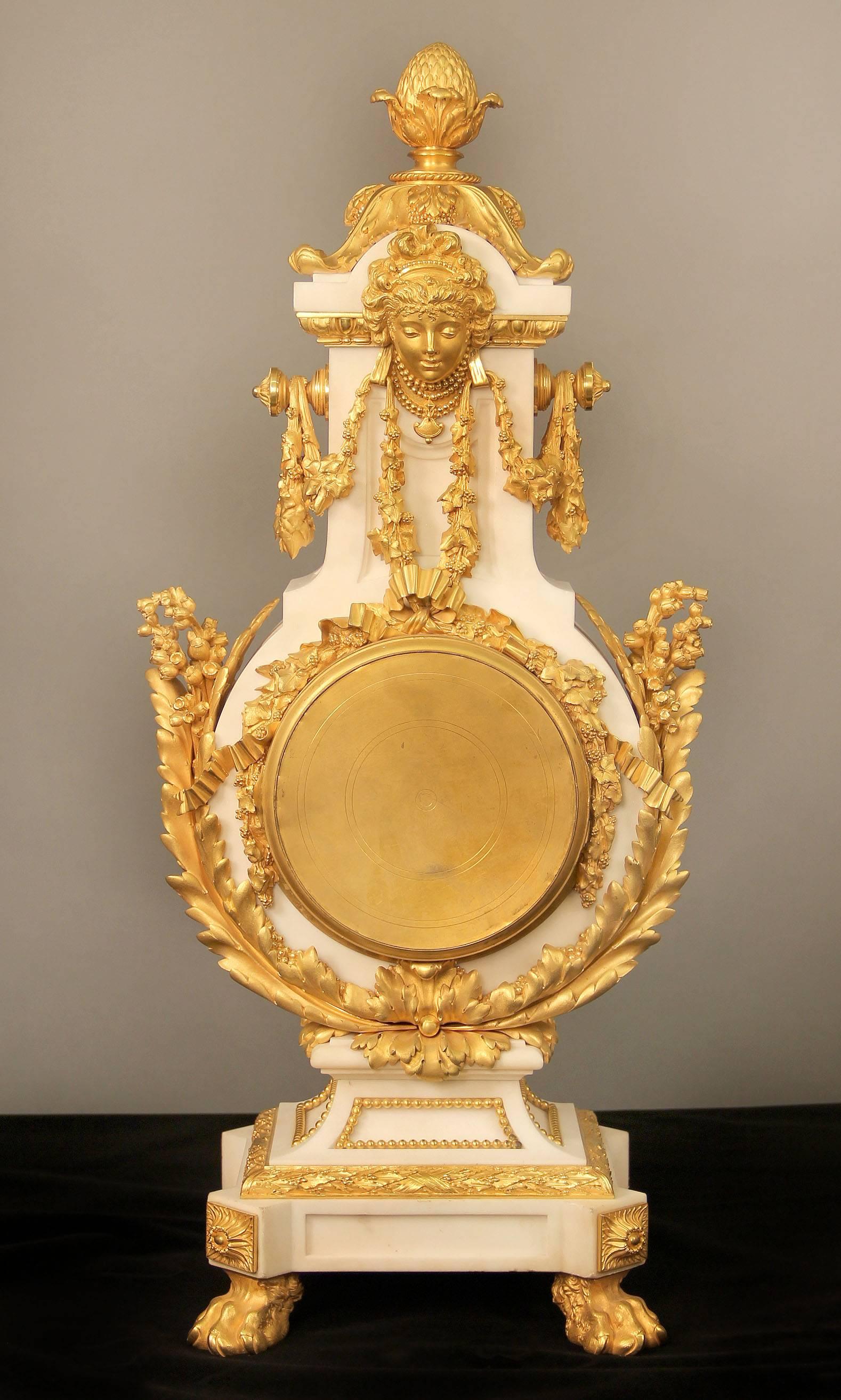 Exceptional Late 19th Century Three-Piece Clock Set by Ferdinand Gervais For Sale 1