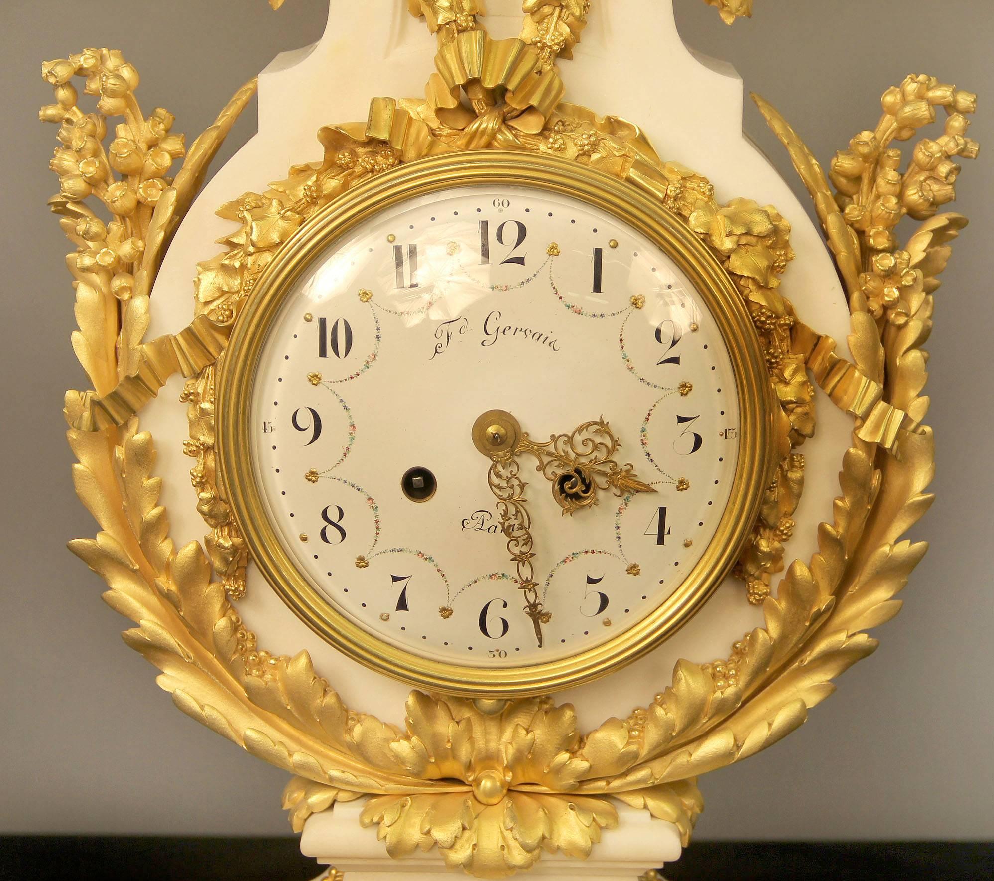 Gilt Exceptional Late 19th Century Three-Piece Clock Set by Ferdinand Gervais For Sale