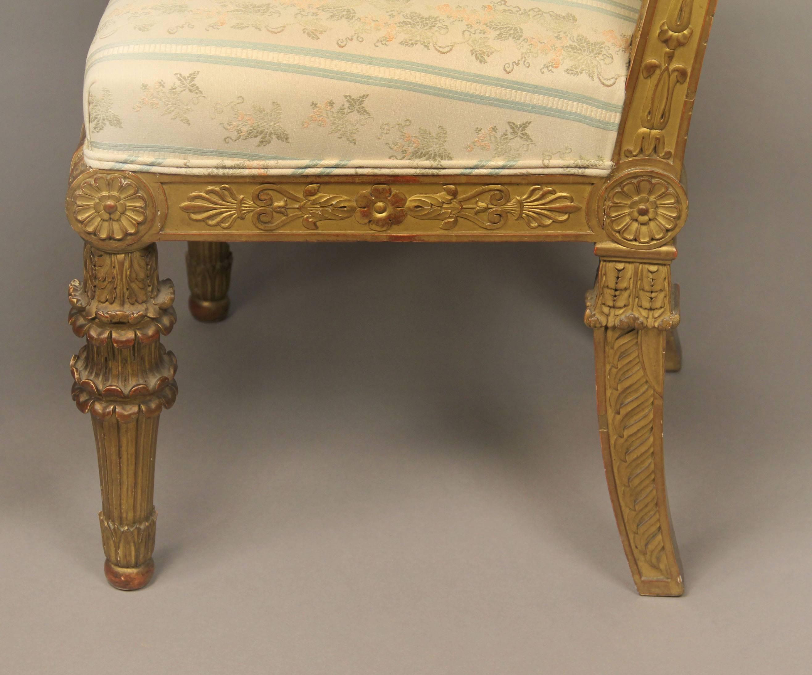 Belle Époque Pair of Late 19th Century Giltwood Chairs