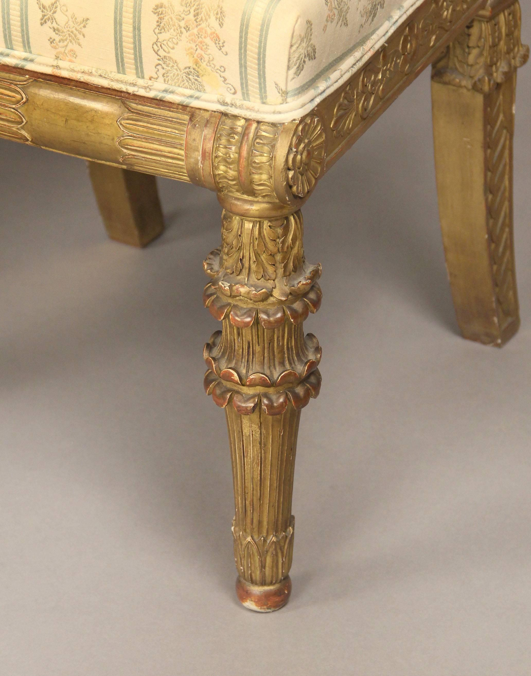 French Pair of Late 19th Century Giltwood Chairs