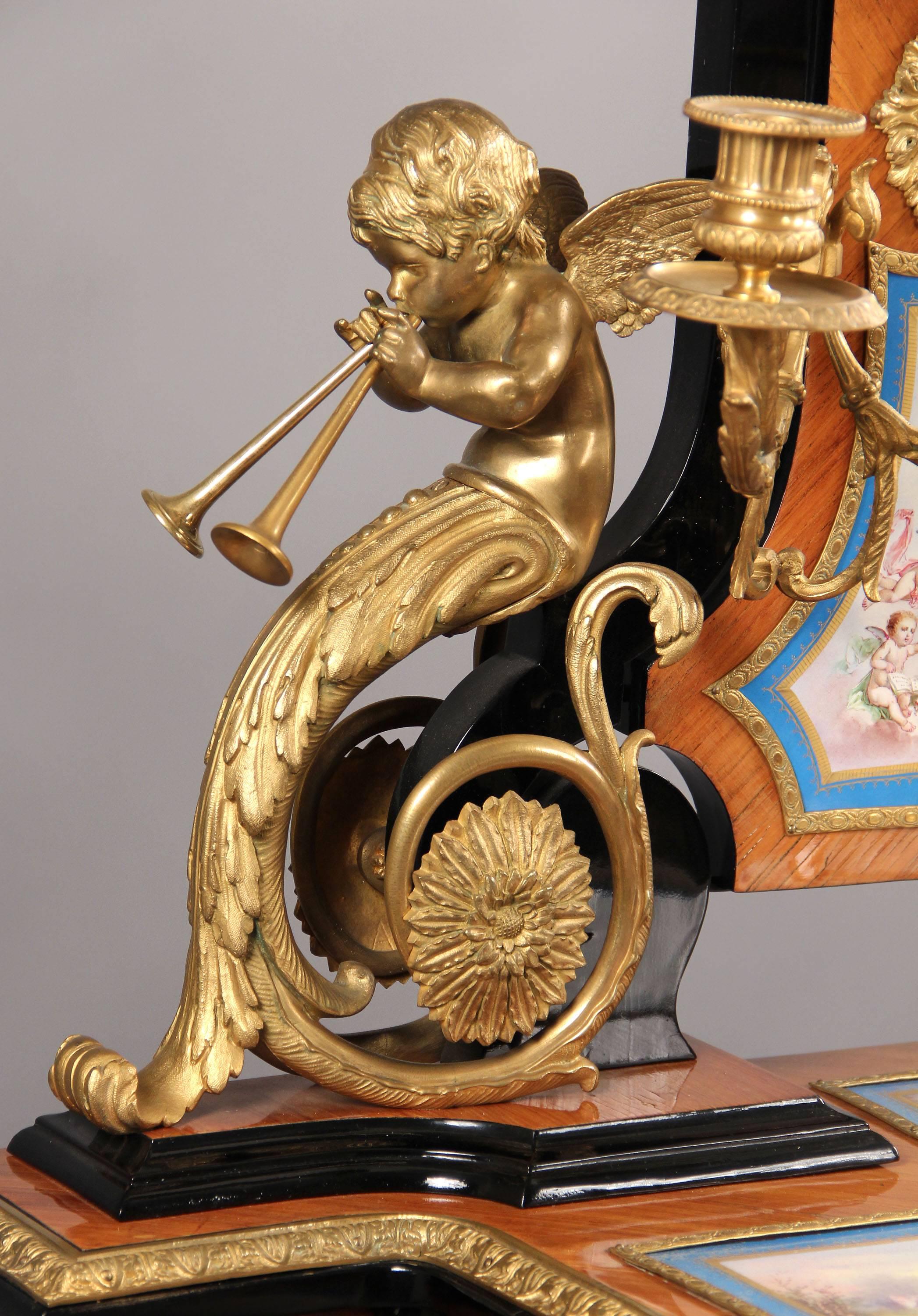 Belle Époque Beautiful Late 19th Century Gilt Bronze and Sevres Style Dressing Table For Sale