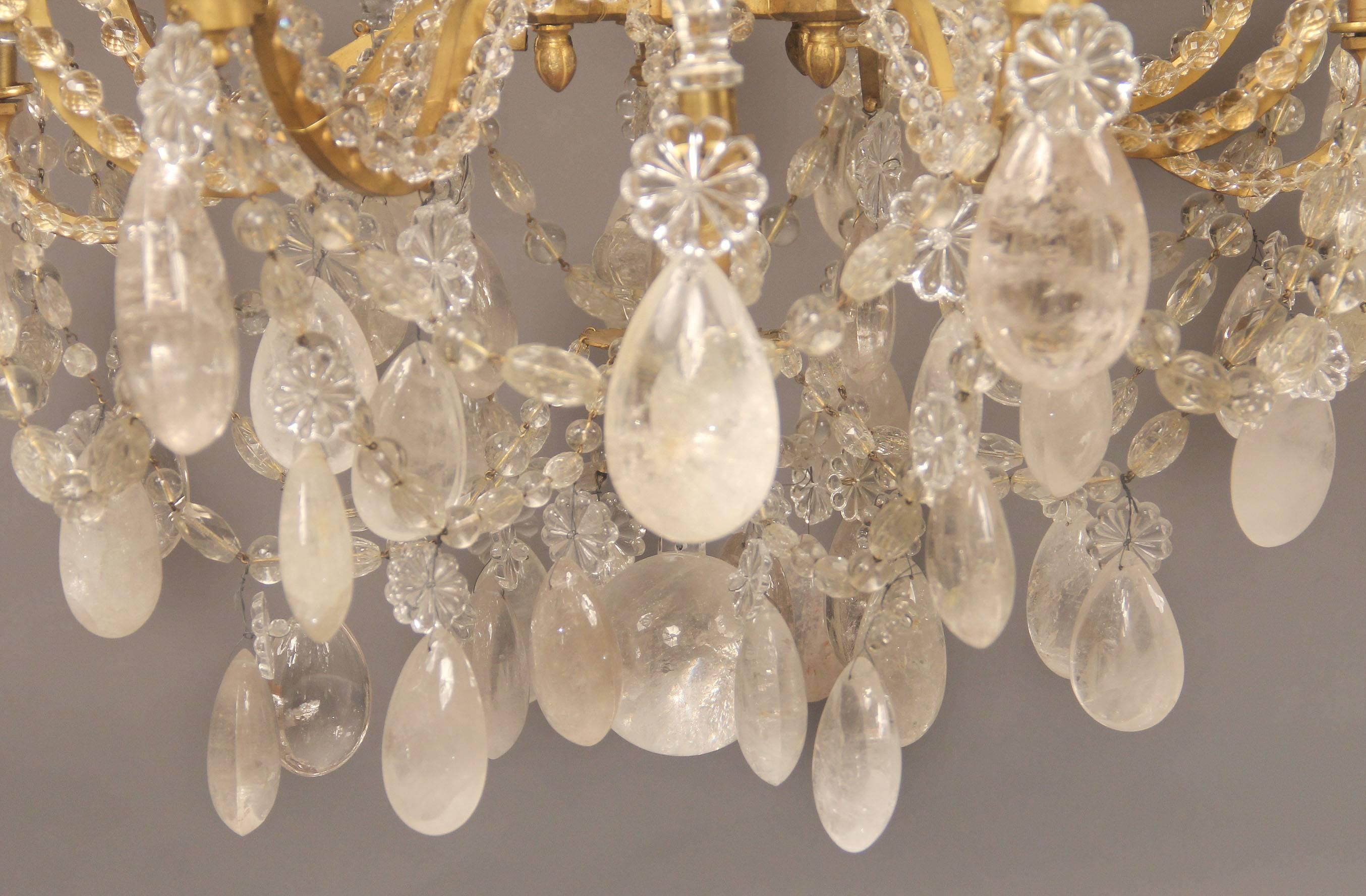 Gilt Lovely Late 19th Century Bronze and Rock Crystal Chandelier by Gagneau Frères For Sale