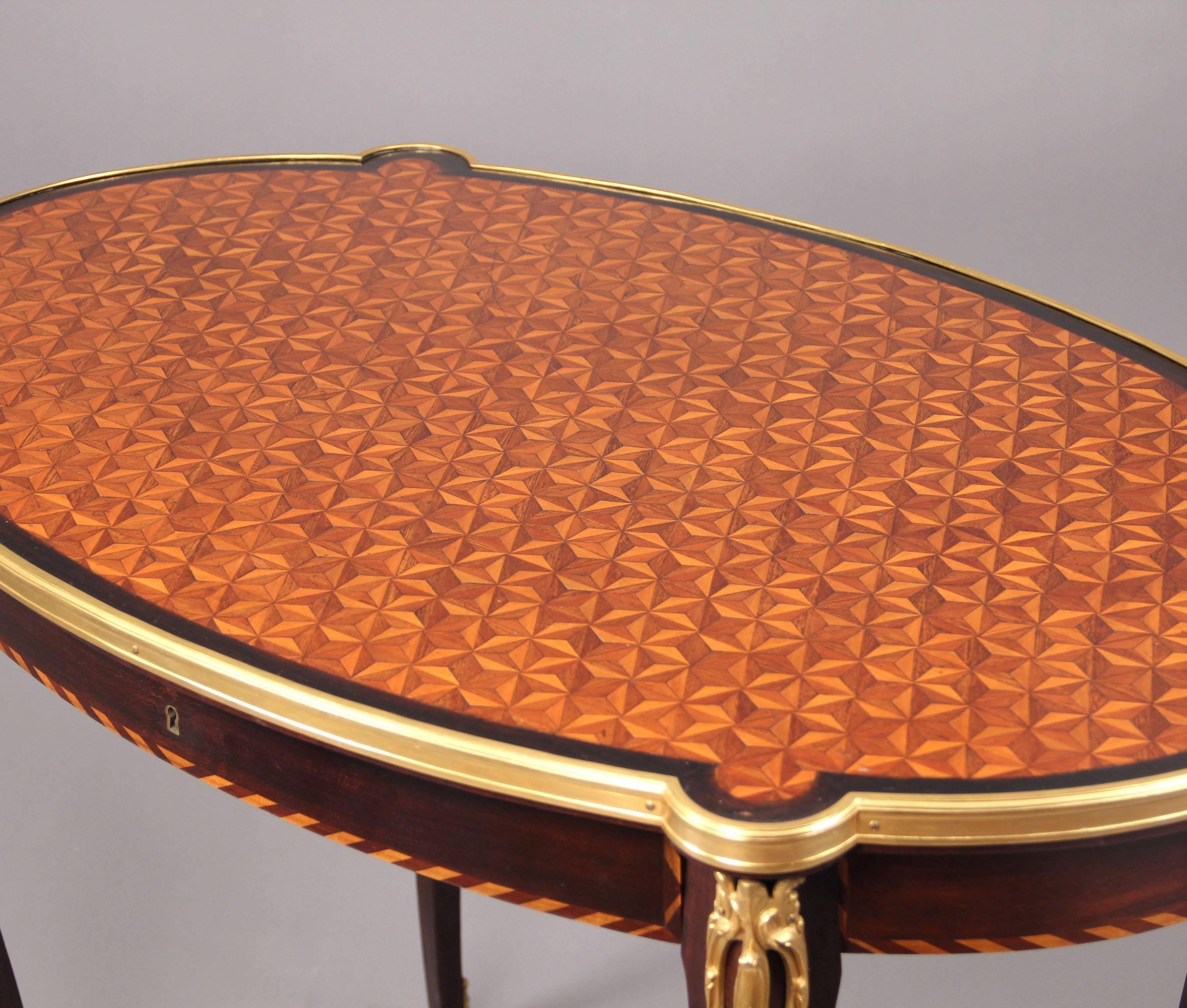 French Late 19th Century Gilt Bronze Mounted Parquetry-Top Center Table For Sale