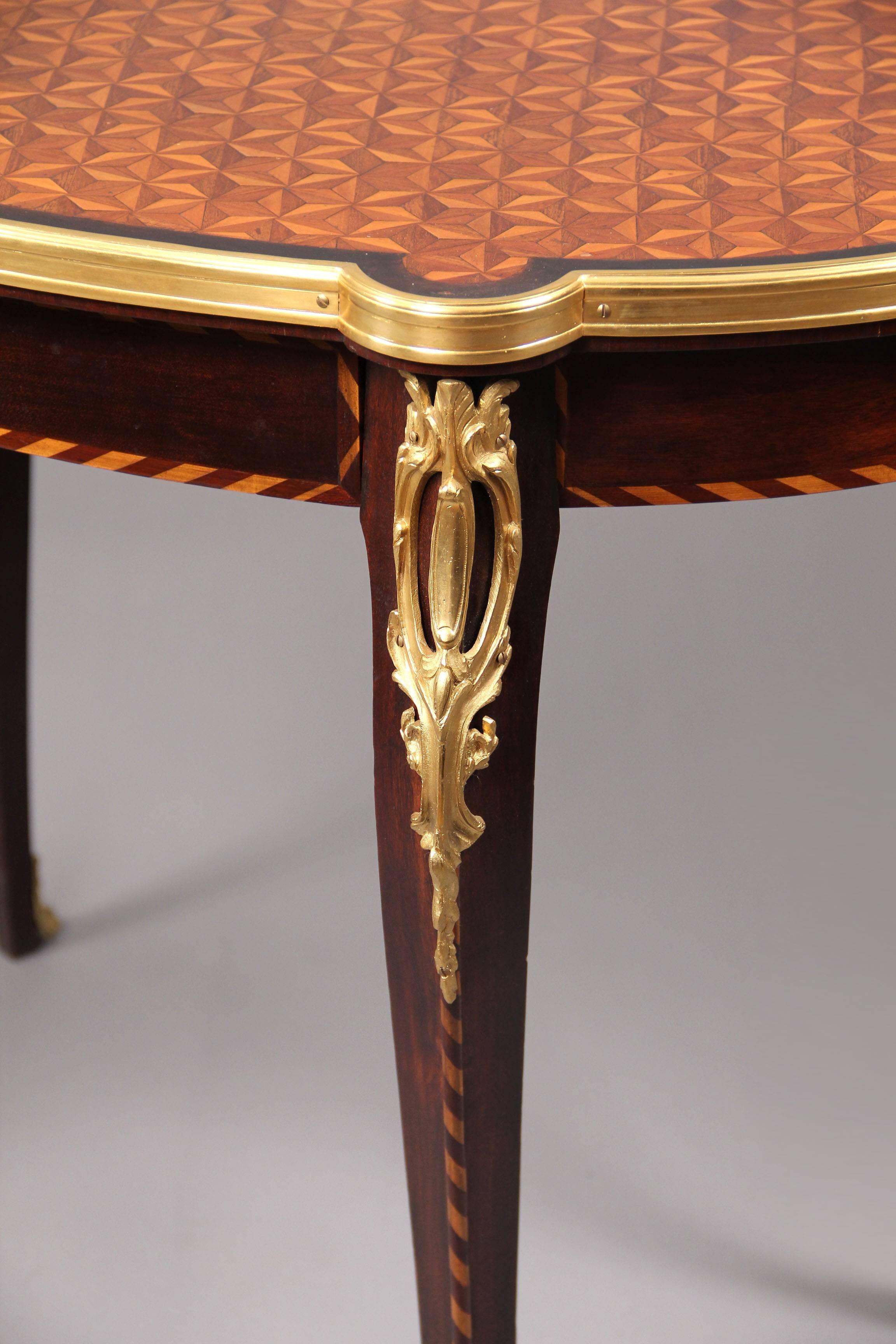 Belle Époque Late 19th Century Gilt Bronze Mounted Parquetry-Top Center Table For Sale