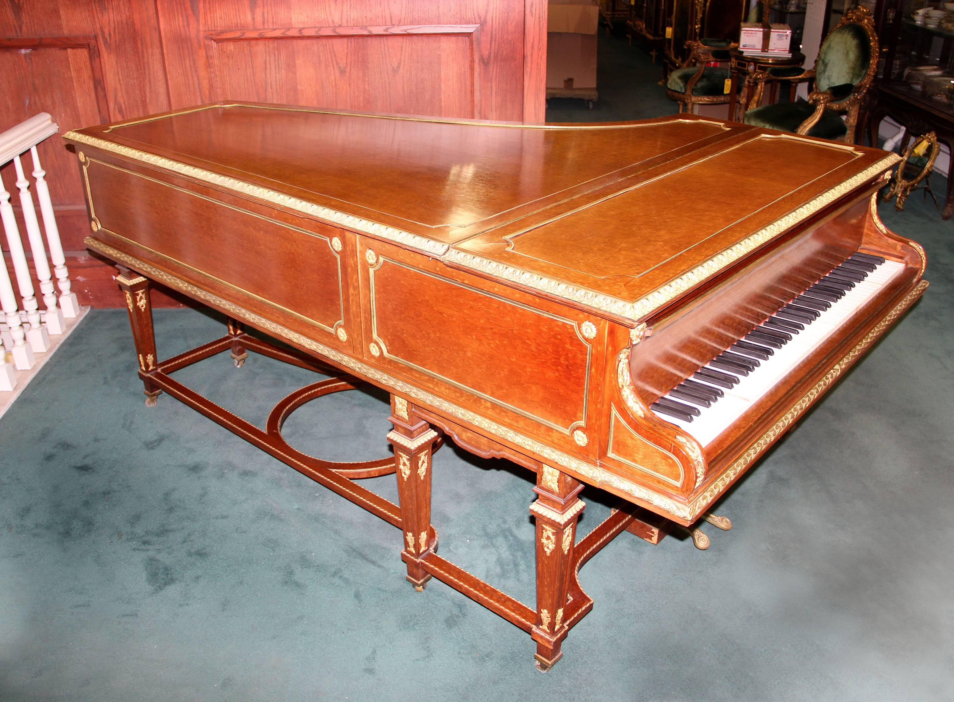 French Wonderful Turn-of-the-Century Gilt Bronze-Mounted Grand Erard Piano