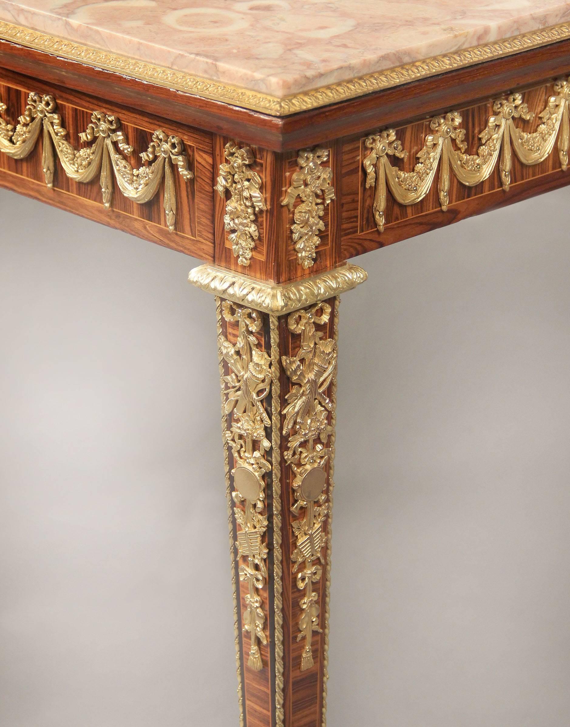 Belle Époque Fine Late 19th Century Louis XVI Style Gilt Bronze Mounted Occasional Table