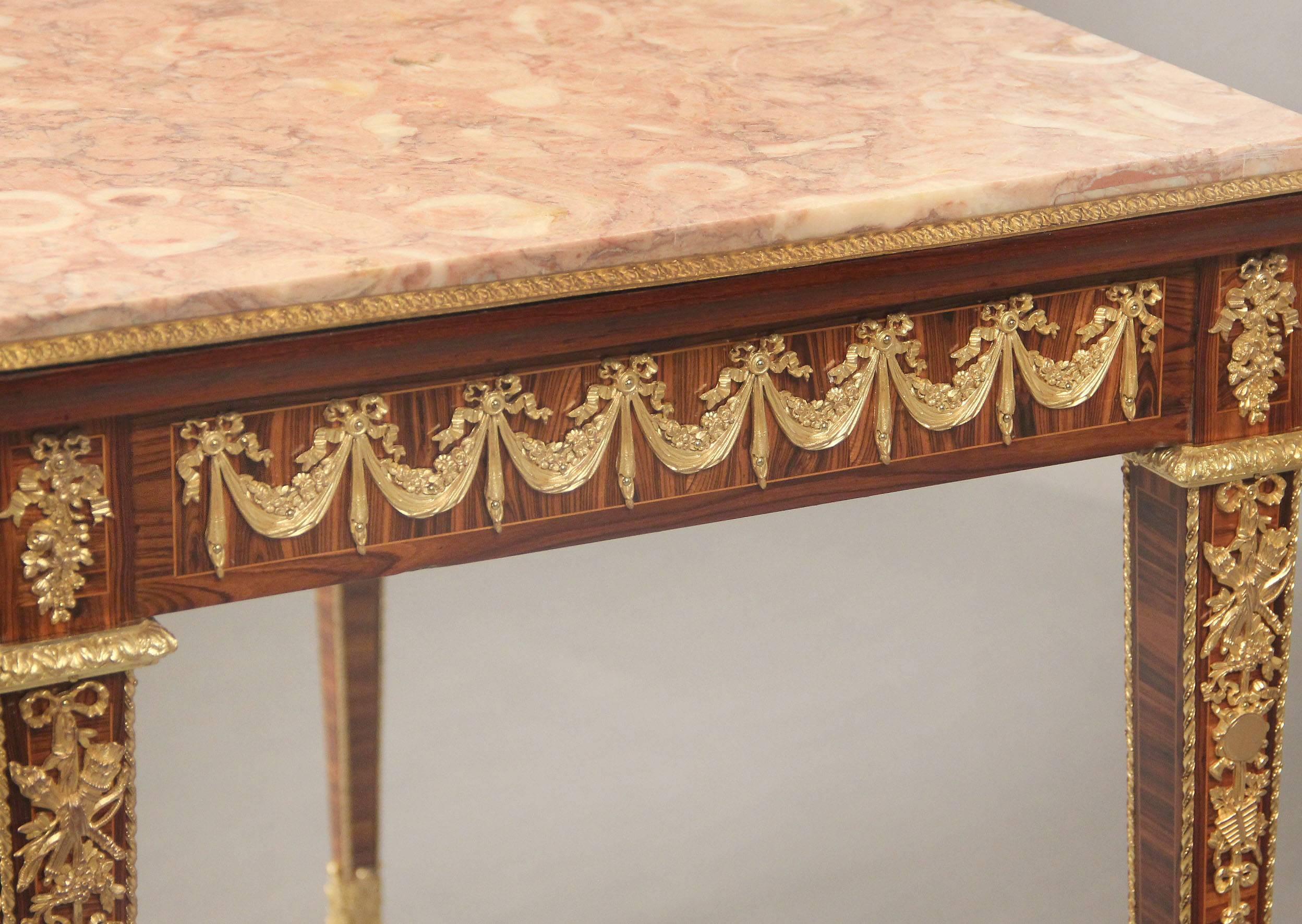 French Fine Late 19th Century Louis XVI Style Gilt Bronze Mounted Occasional Table