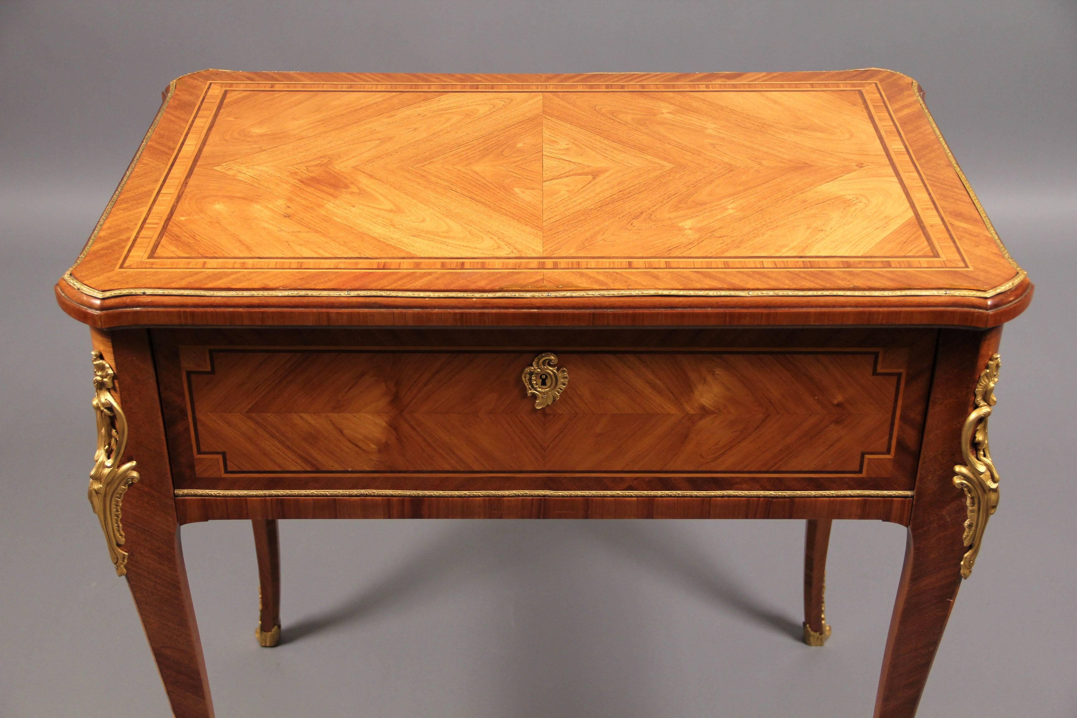 French Rare Late 19th Century Dressing Gilt Bronze Mounted Dressing Table For Sale