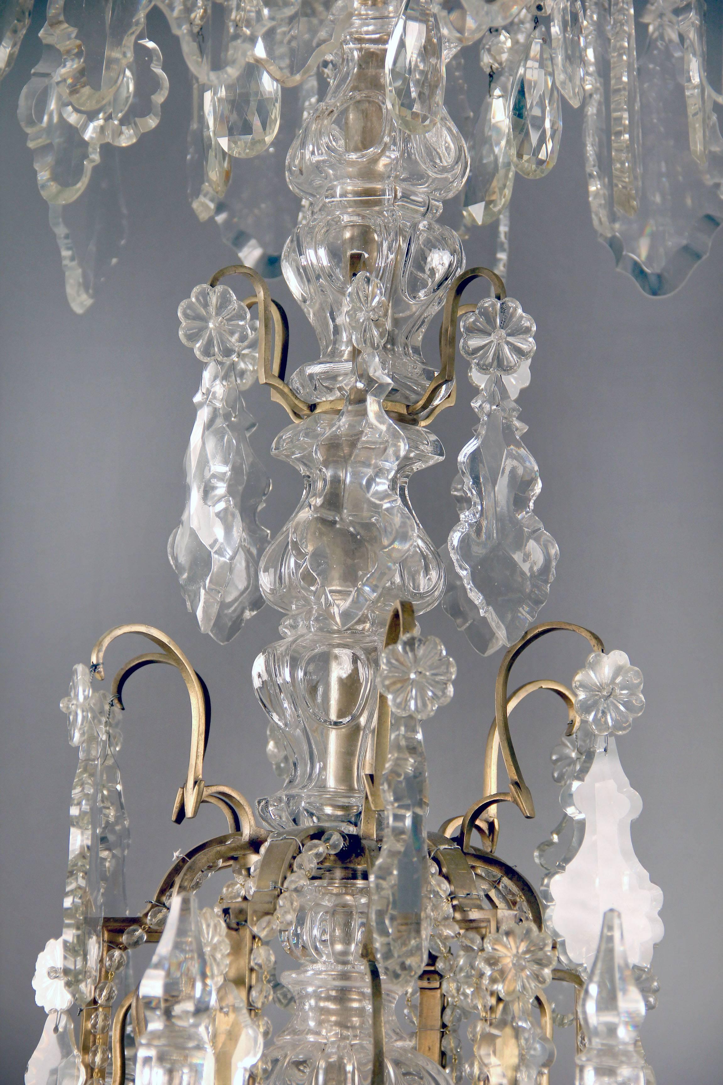 Belle Époque Late 19th Century Gilt Bronze and Baccarat Crystal Chandelier
