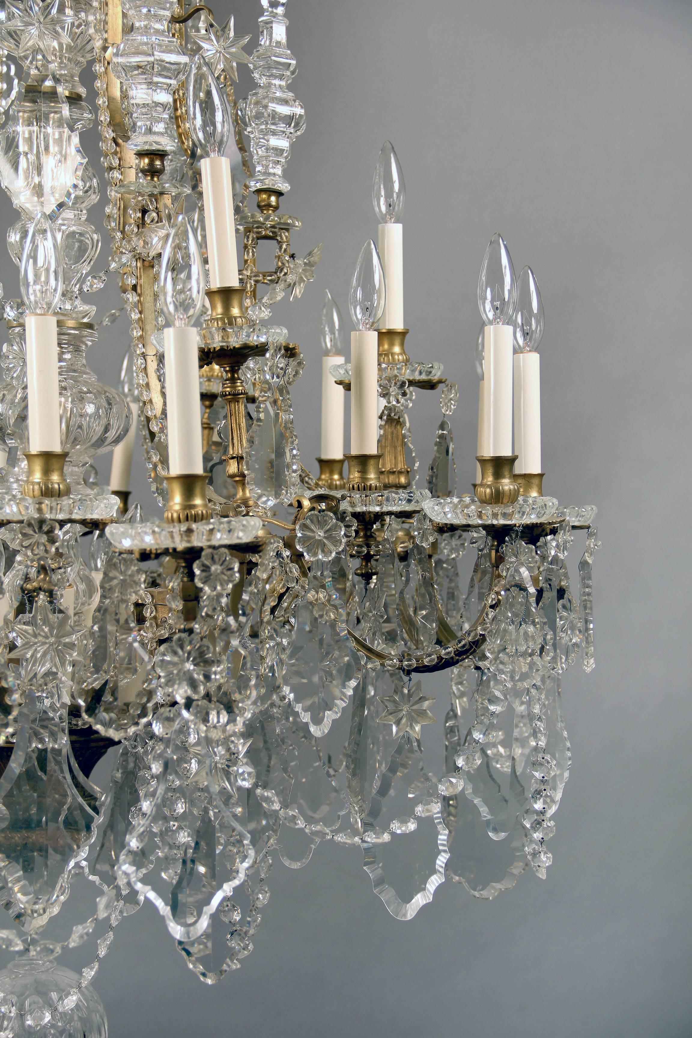 French Late 19th Century Gilt Bronze and Baccarat Crystal Chandelier