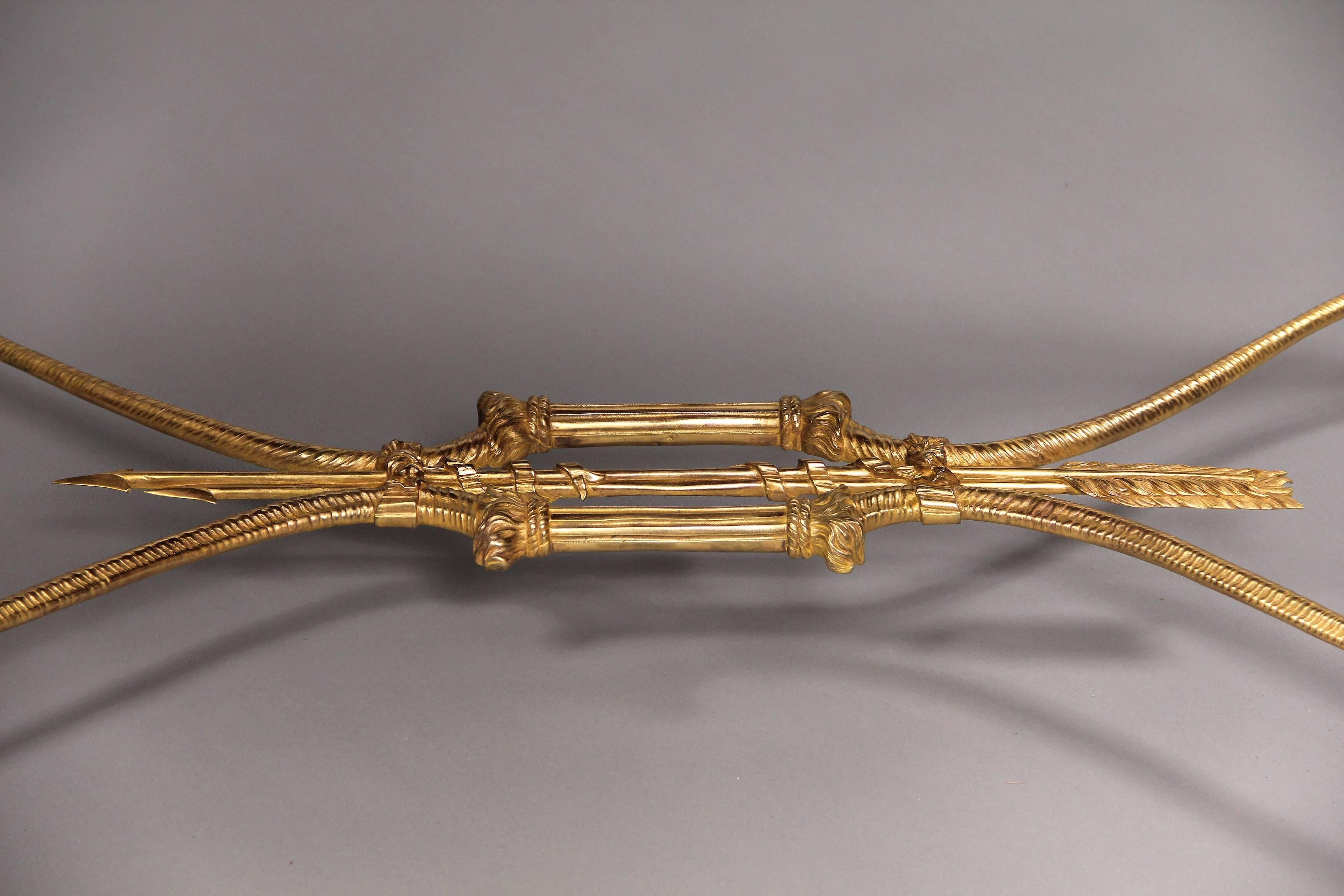 French Fantastic Late 19th Century Gilt Bronze-Mounted Center Table
