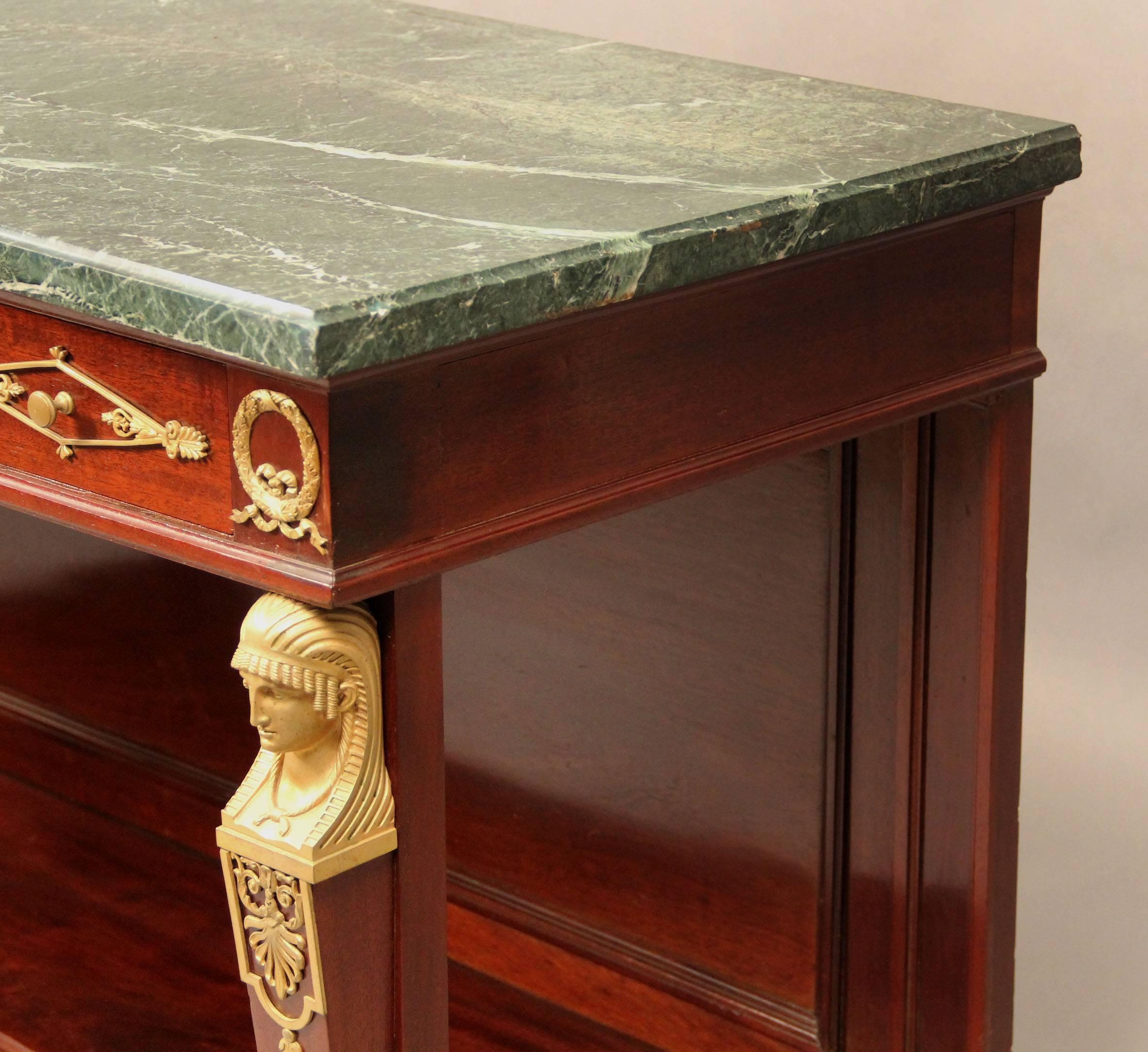Marble Fine Late 19th Century Gilt Bronze-Mounted Empire Style Console For Sale
