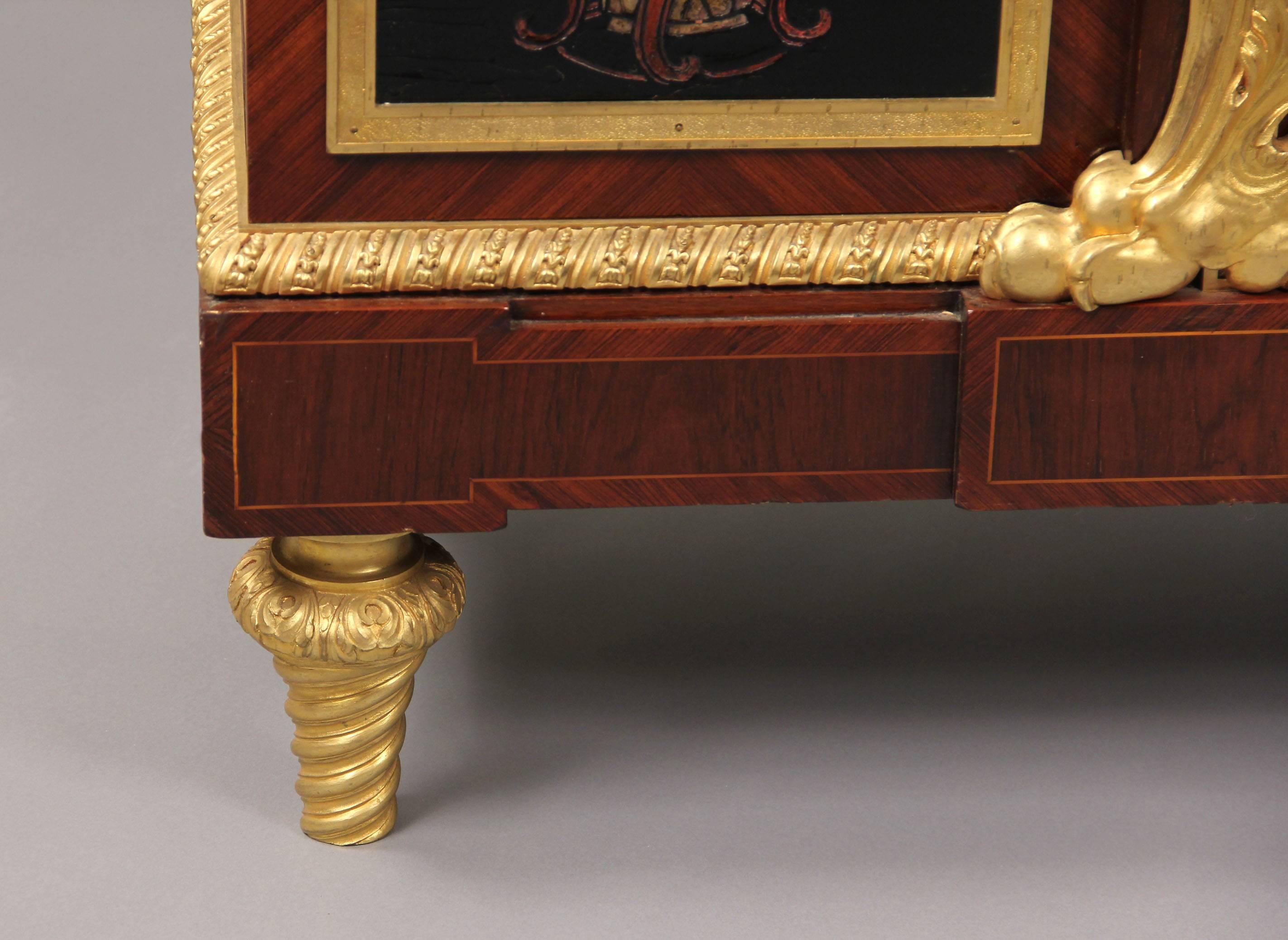 Marble 19th Century Gilt Bronze Mounted Coromandel Lacquer Cabinet by Maison Forest For Sale