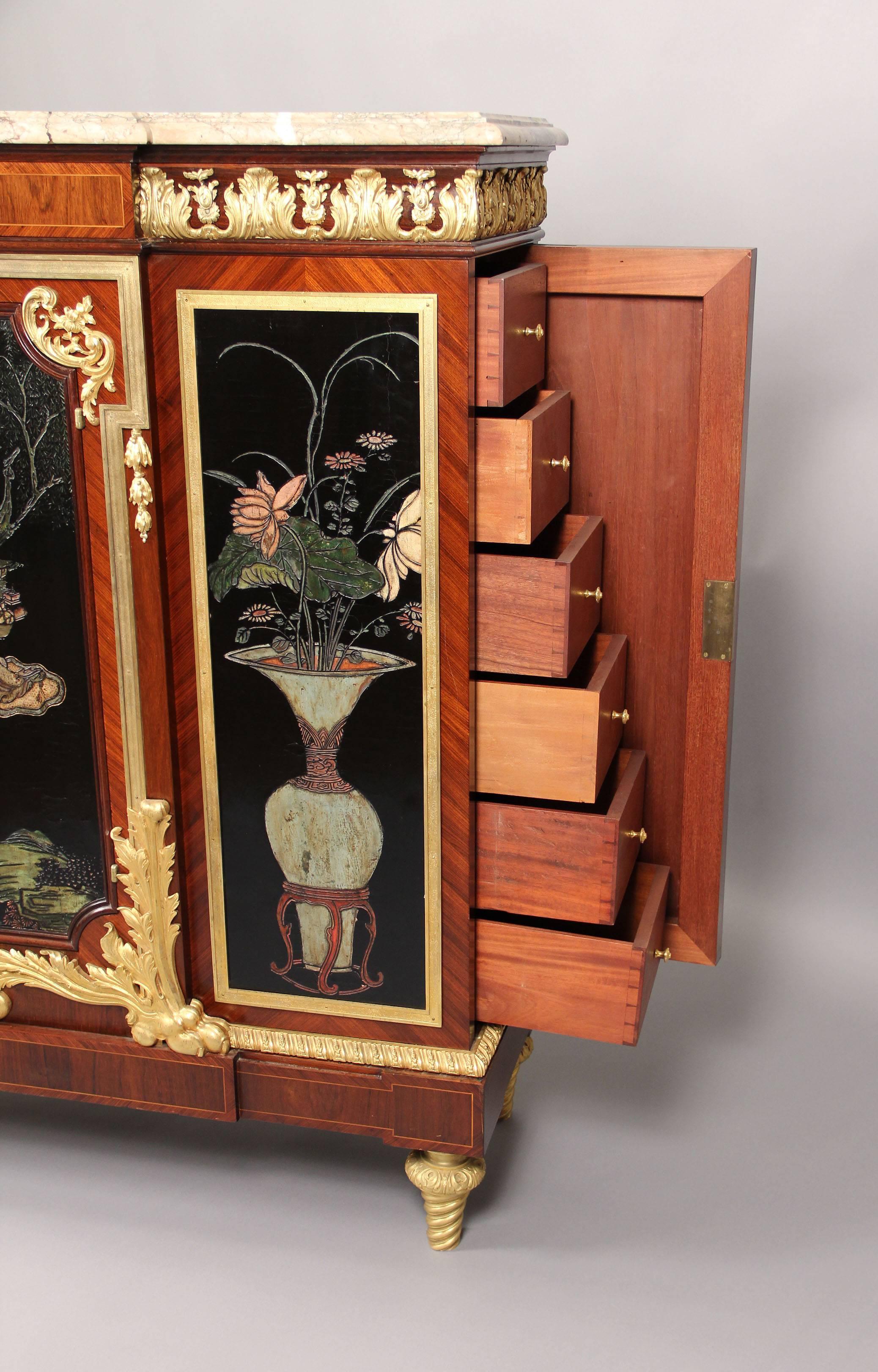 French 19th Century Gilt Bronze Mounted Coromandel Lacquer Cabinet by Maison Forest For Sale