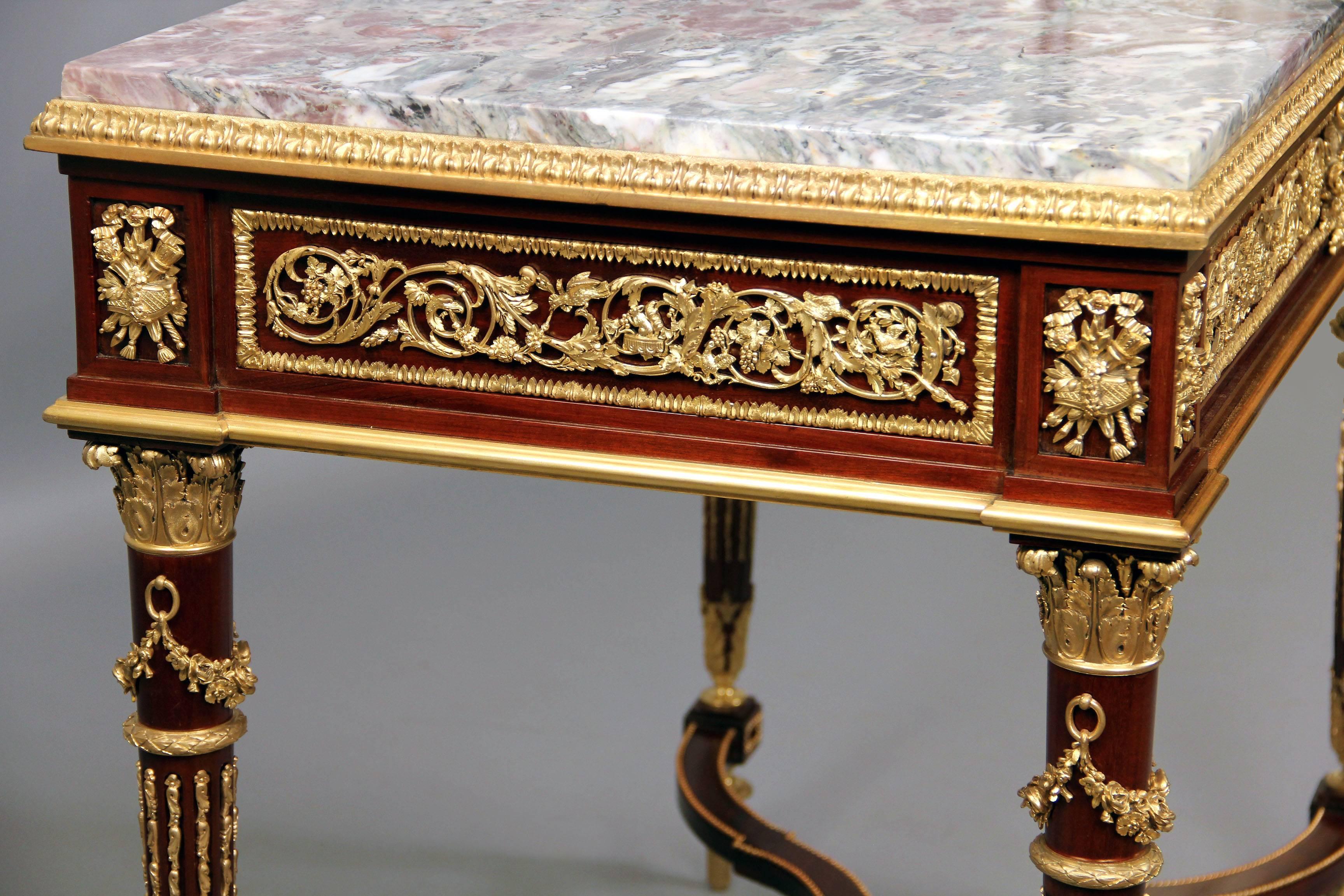 Gilt Fantastic Late 19th Century Bronze-Mounted Center Table by François Linke