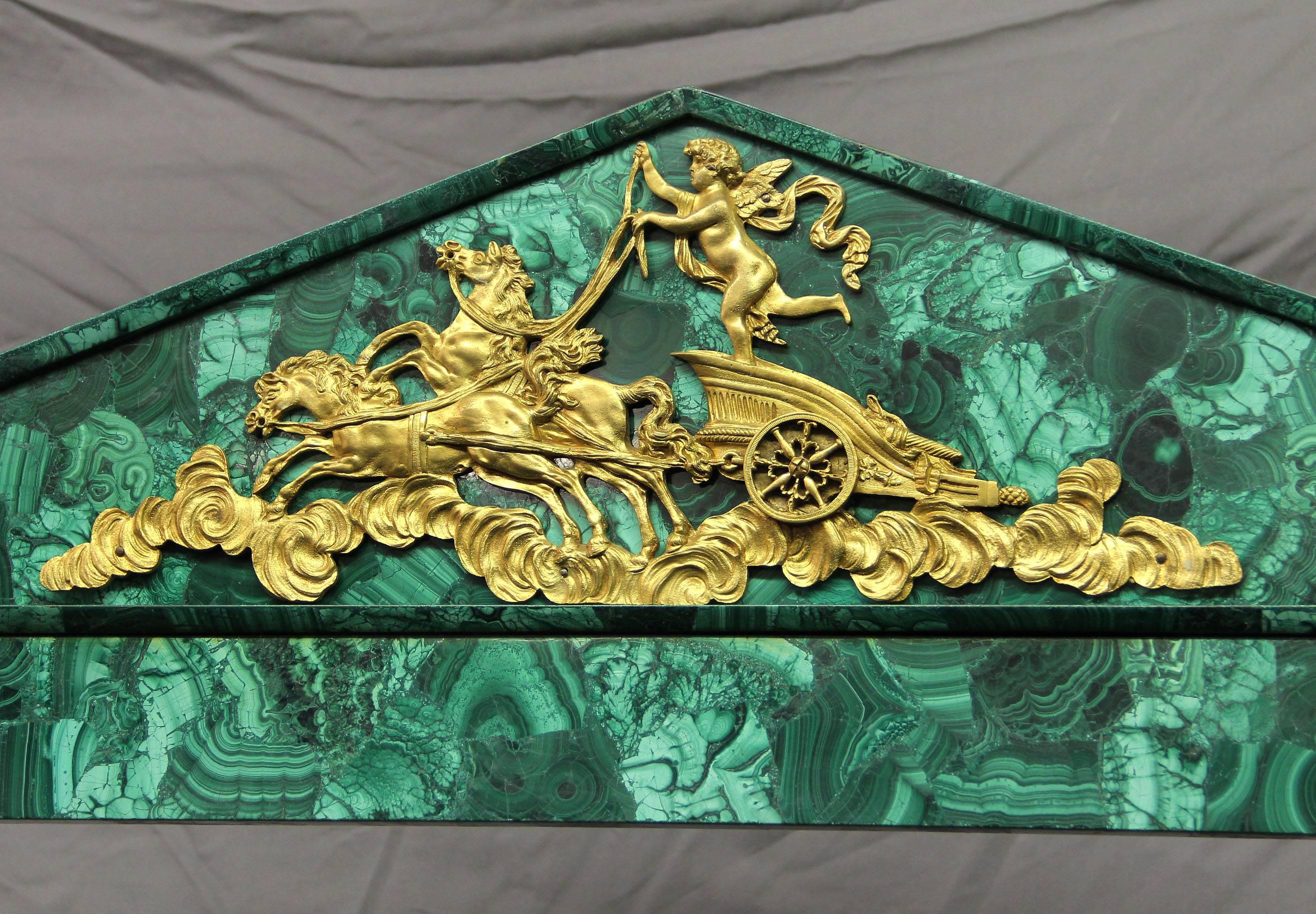 Belle Époque 19th Century Gilt Bronze-Mounted Napoleon III Malachite Dressing Mirror