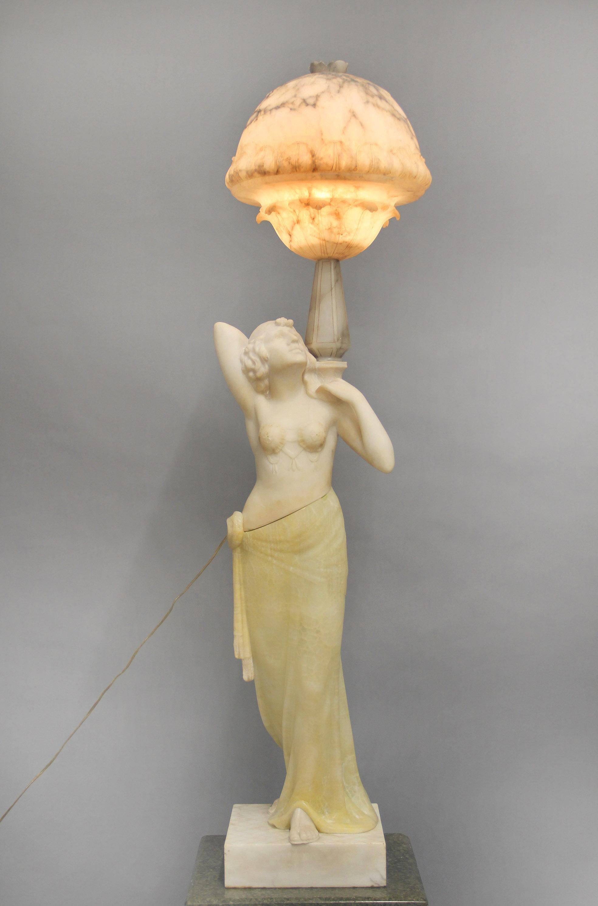 Hand-Carved An Impressive Early 20th Century Italian Figural Sculpture Lamp by L. Gremigni For Sale