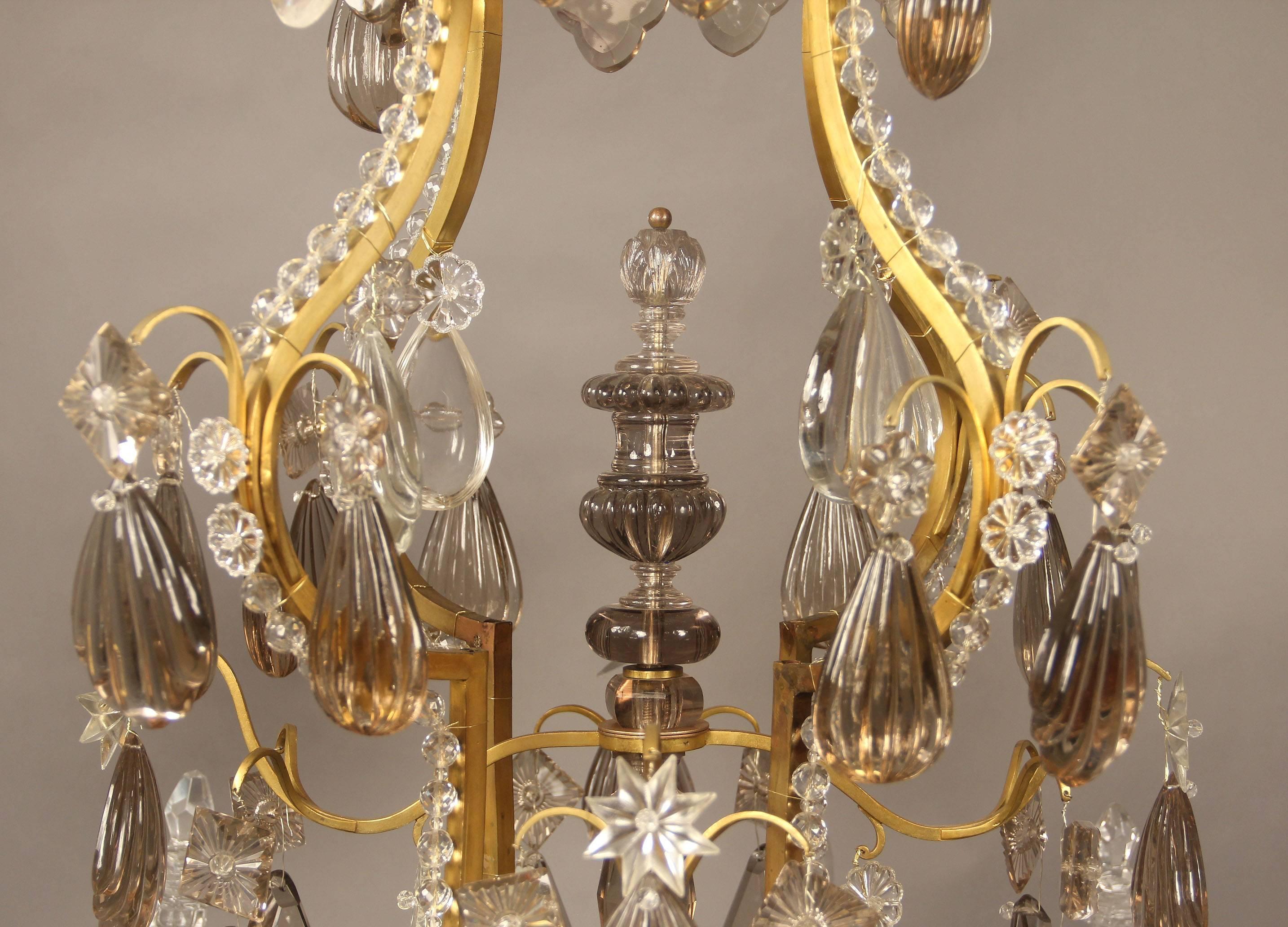 French Late 19th-Early 20th Century Gilt Bronze and Baccarat Crystal Chandelier For Sale