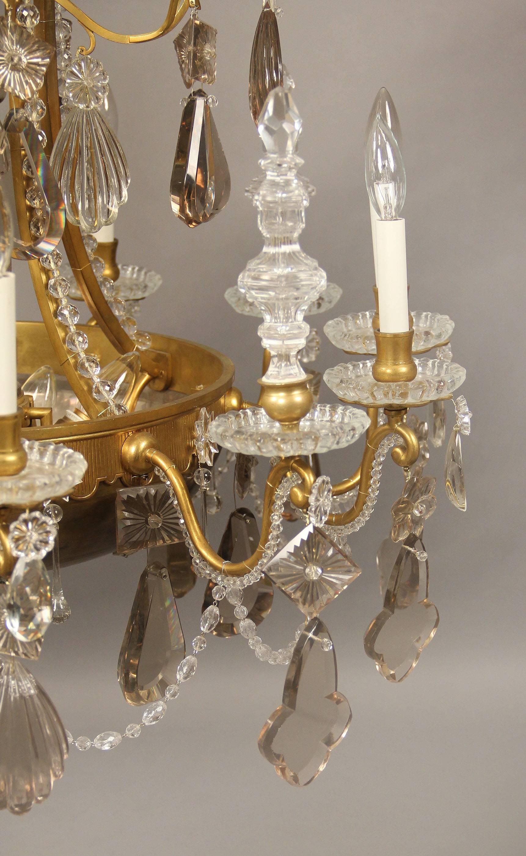 Late 19th-Early 20th Century Gilt Bronze and Baccarat Crystal Chandelier For Sale 1