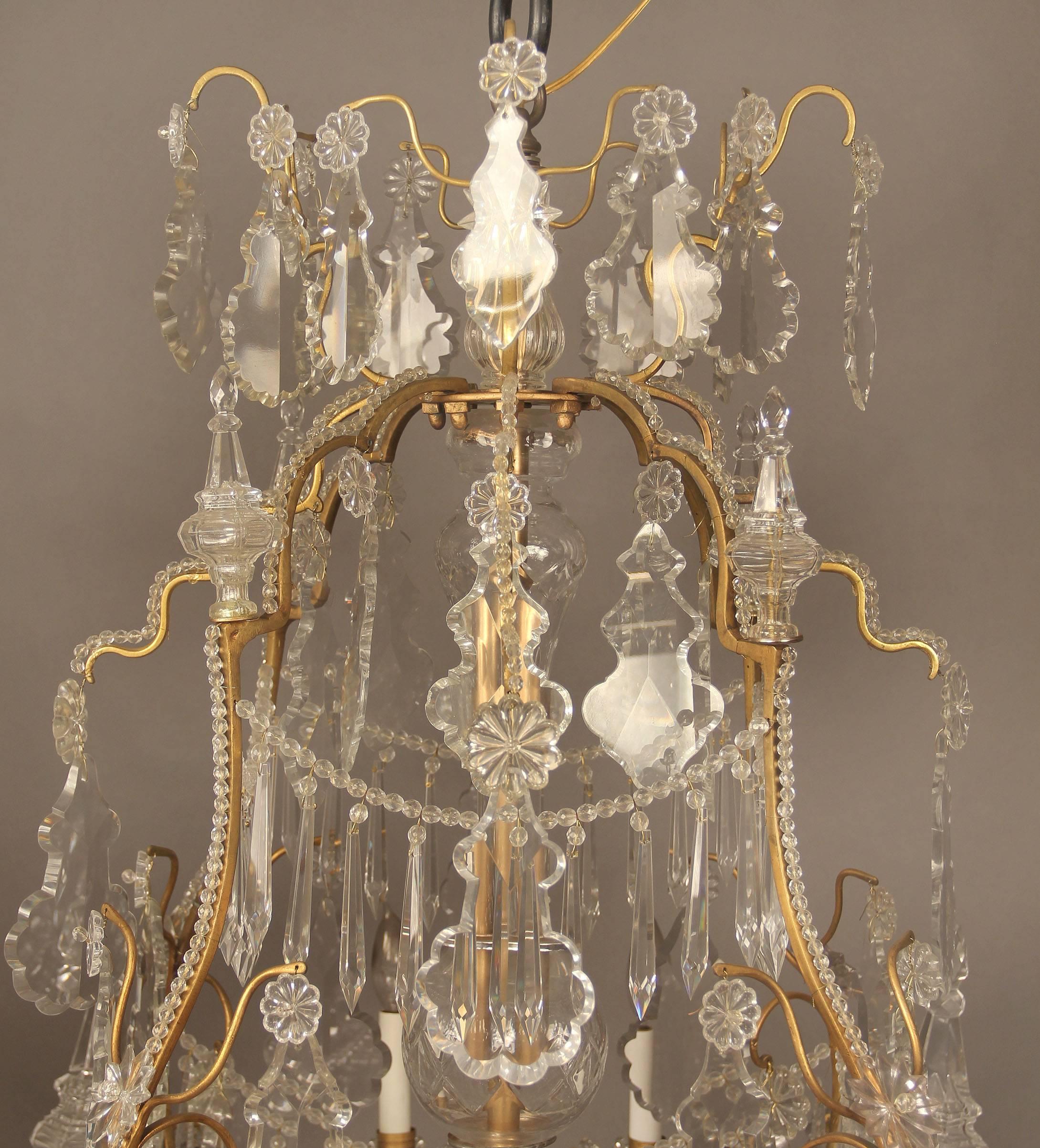 French Very Fine Late 19th Century Gilt Bronze and Crystal Chandelier For Sale