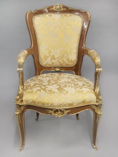 A Wonderful Louis XV Style Gilt Bronze Mounted Arm Chair After François Linke