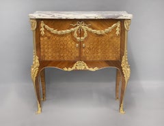 A Nice Late 19th Century Gilt Bronze Mounted Inlaid Parquetry Commode/Cabinet