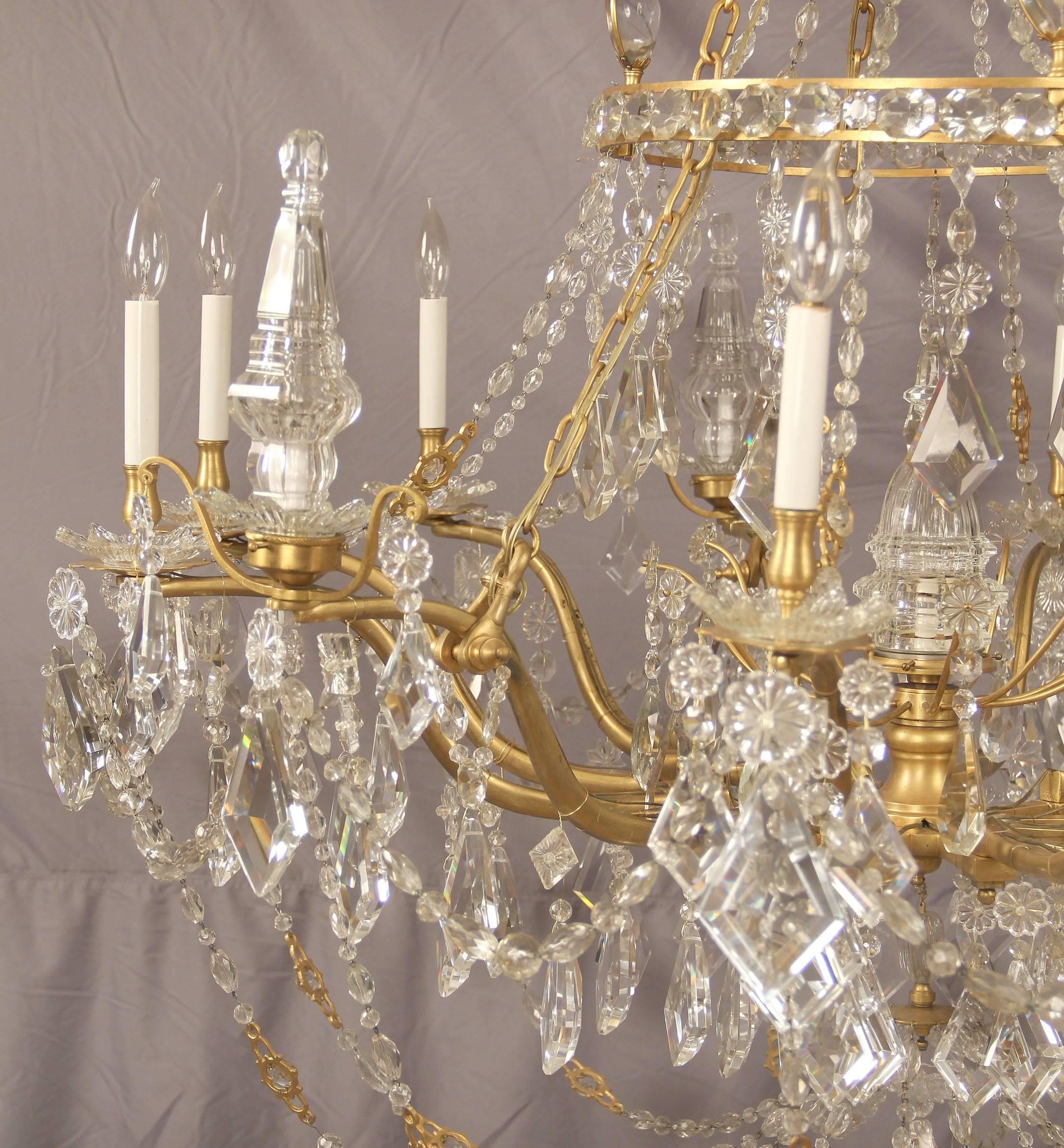 Palatial and Unique Gilt Bronze and Crystal Chandelier, Maison Jansen, France In Excellent Condition In New York, NY