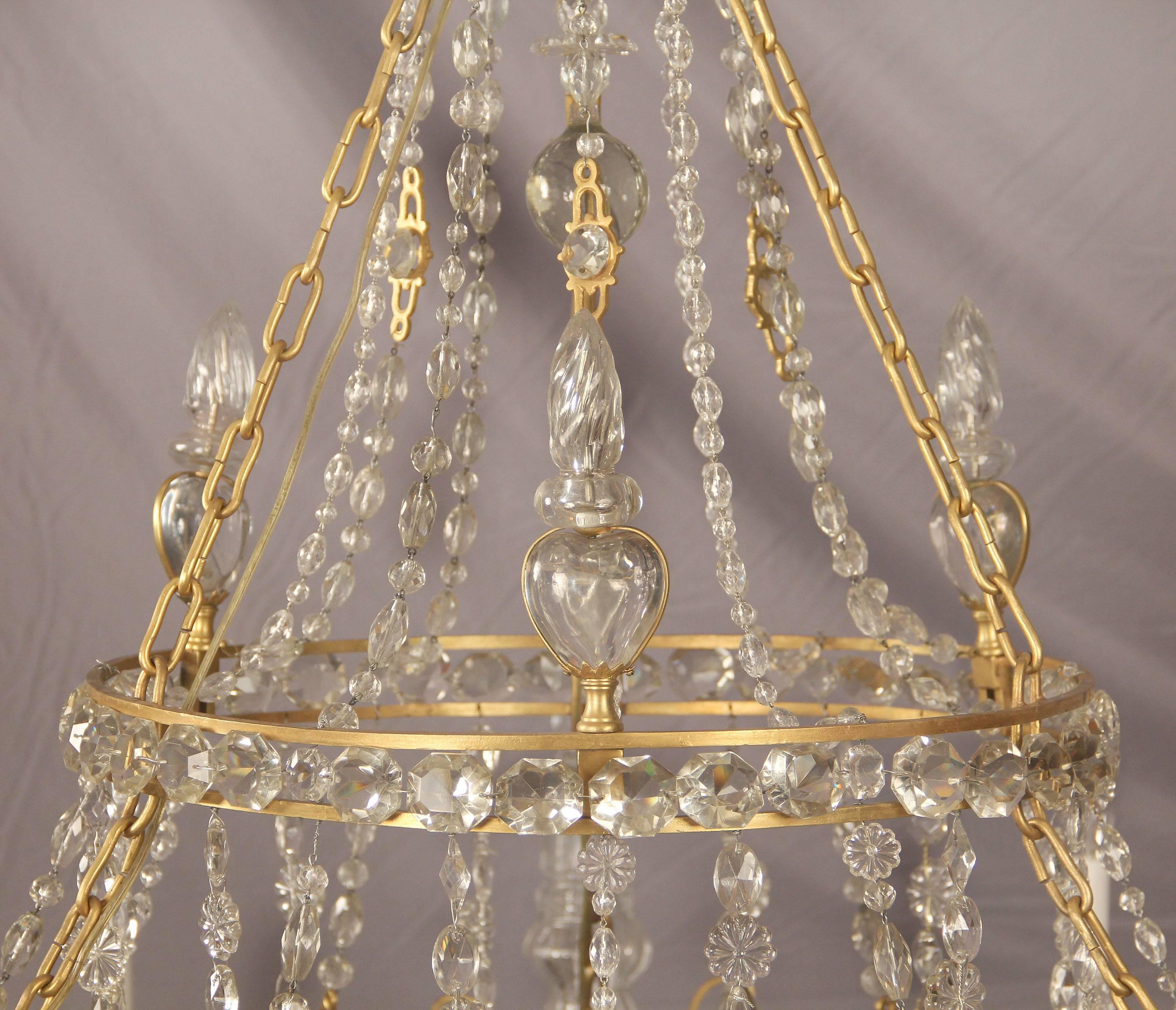 19th Century Palatial and Unique Gilt Bronze and Crystal Chandelier, Maison Jansen, France