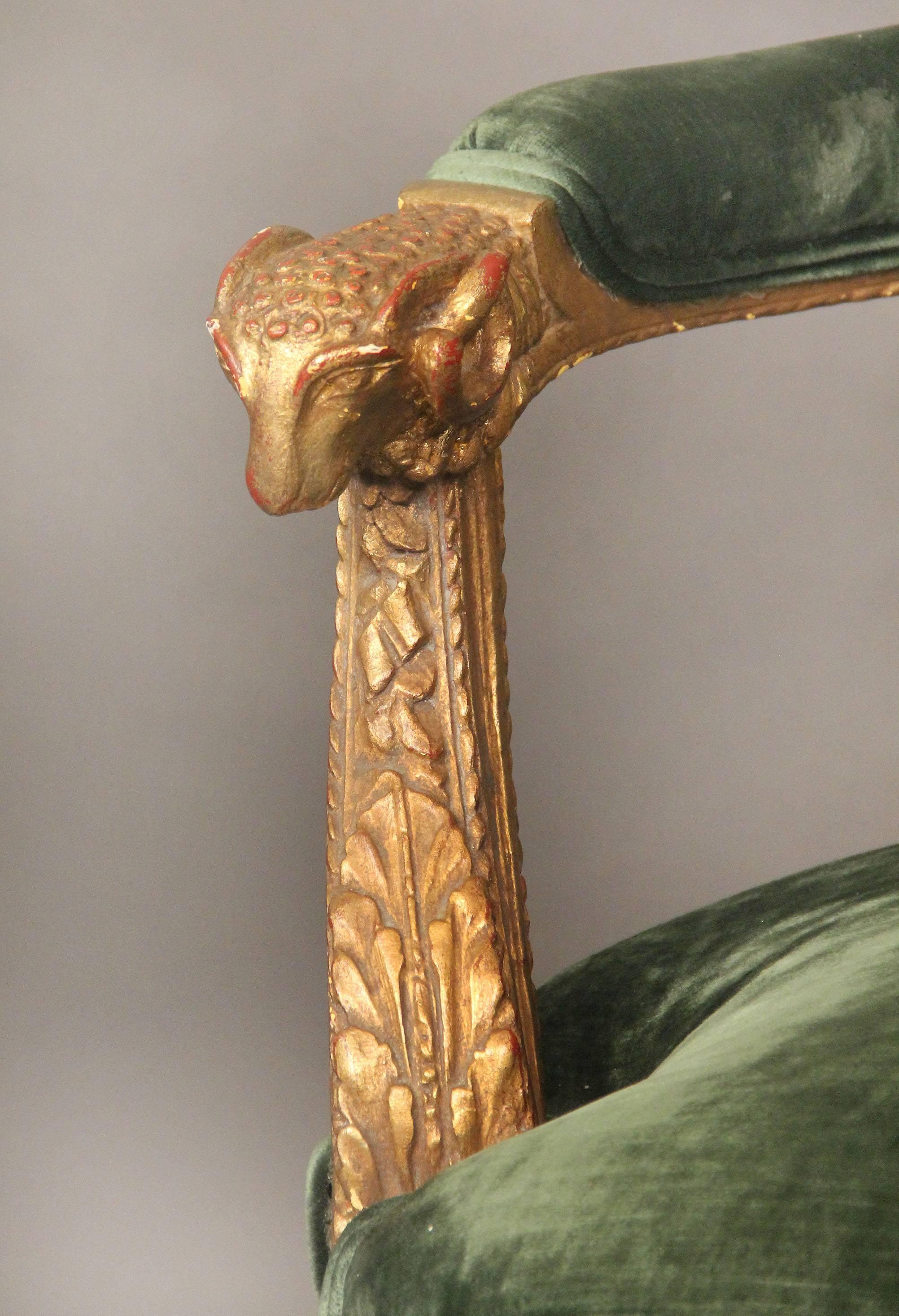 Ein sehr schönes Paar vergoldeter Holzsessel aus dem späten 19. Jahrhundert (Französisch) im Angebot