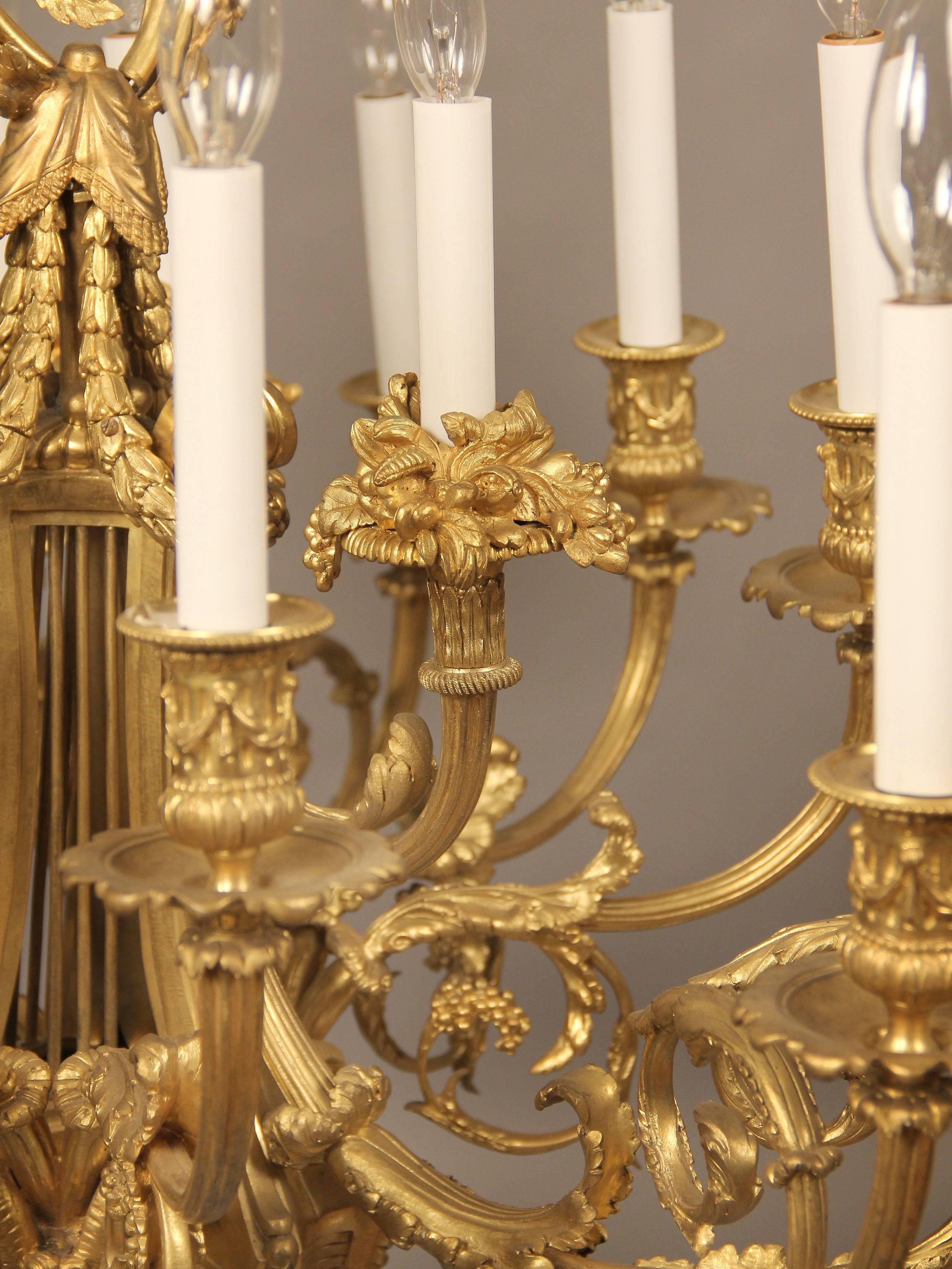 19th Century Stunning and Important Gilt Bronze Chandelier by Maison Millet