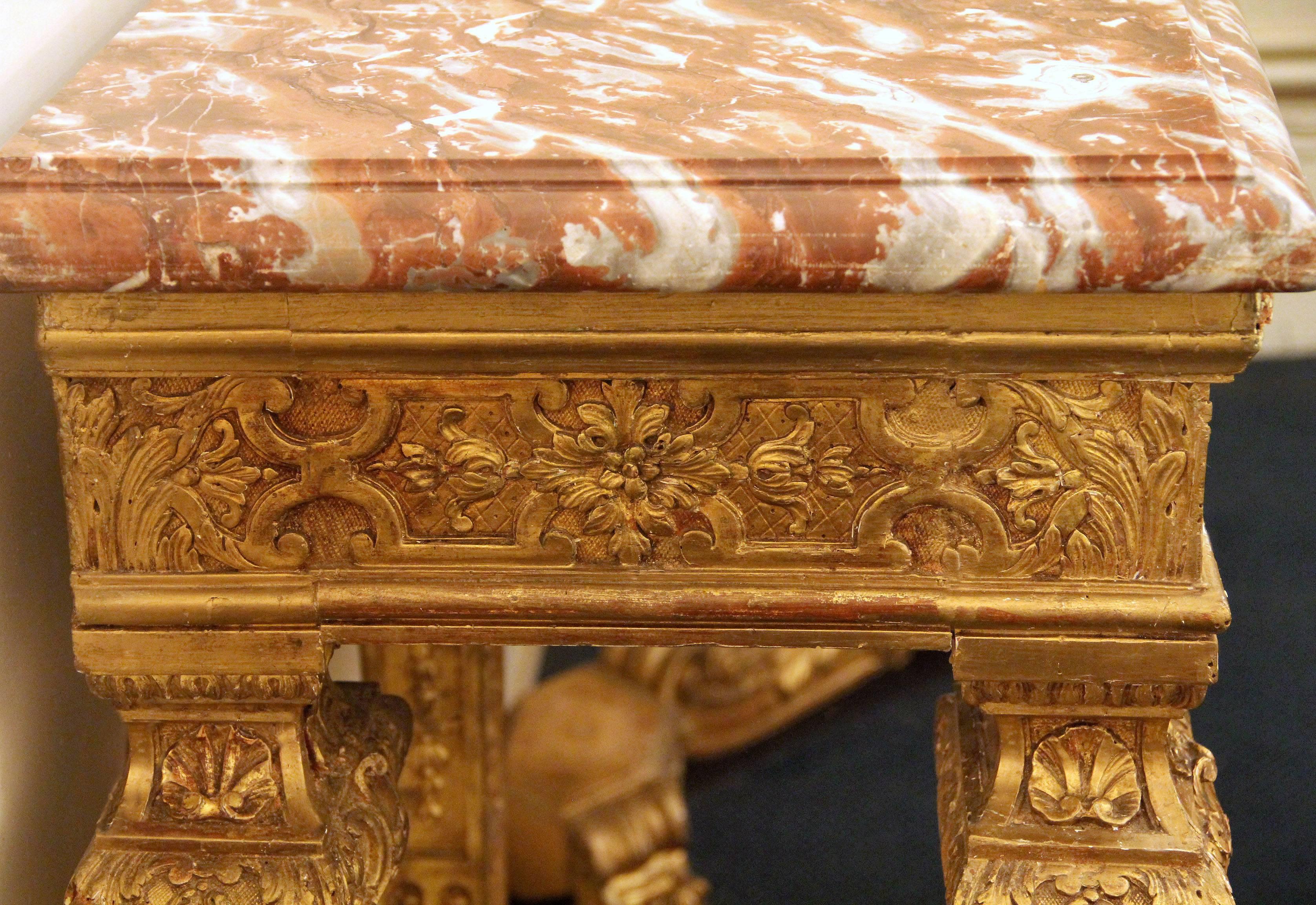 French Very Finely Carved Late 19th Century Giltwood Eight Legged Console