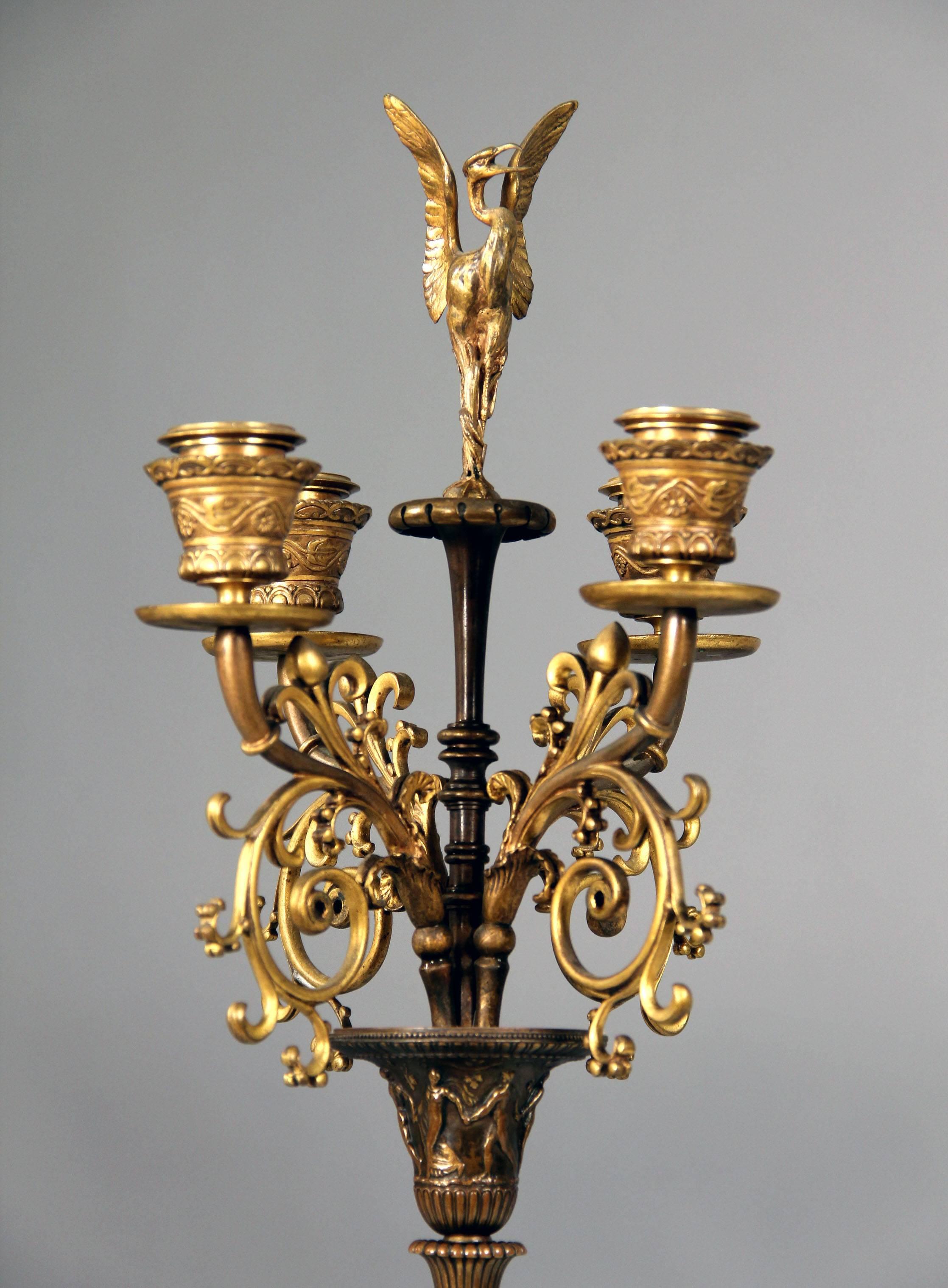 Belle Époque Pair of Late 19th Century Napoleon III Candelabra by Levillian and Barbedienne For Sale