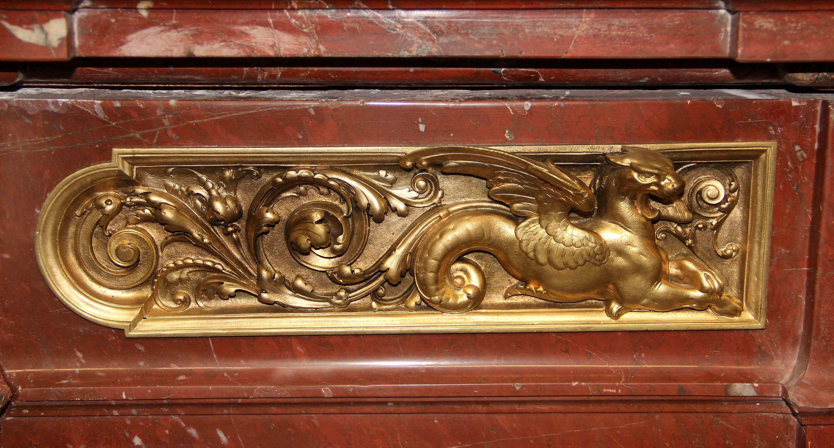 Very Fine and Palatial Late 19th Century Gilt Bronze Mounted Fireplace In Good Condition For Sale In New York, NY