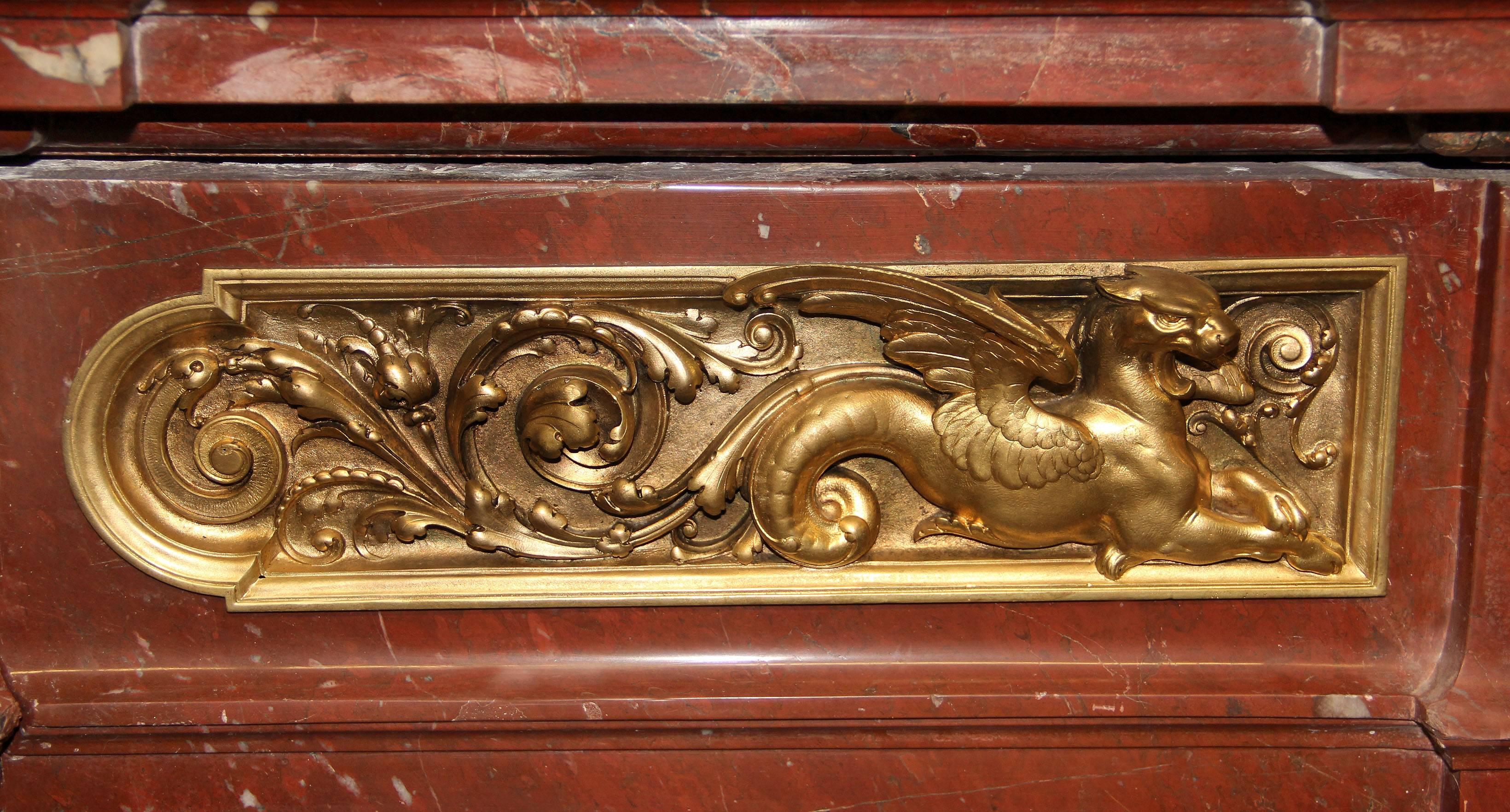Very Fine and Palatial Late 19th Century Gilt Bronze Mounted Fireplace In Good Condition For Sale In Long Island City, NY