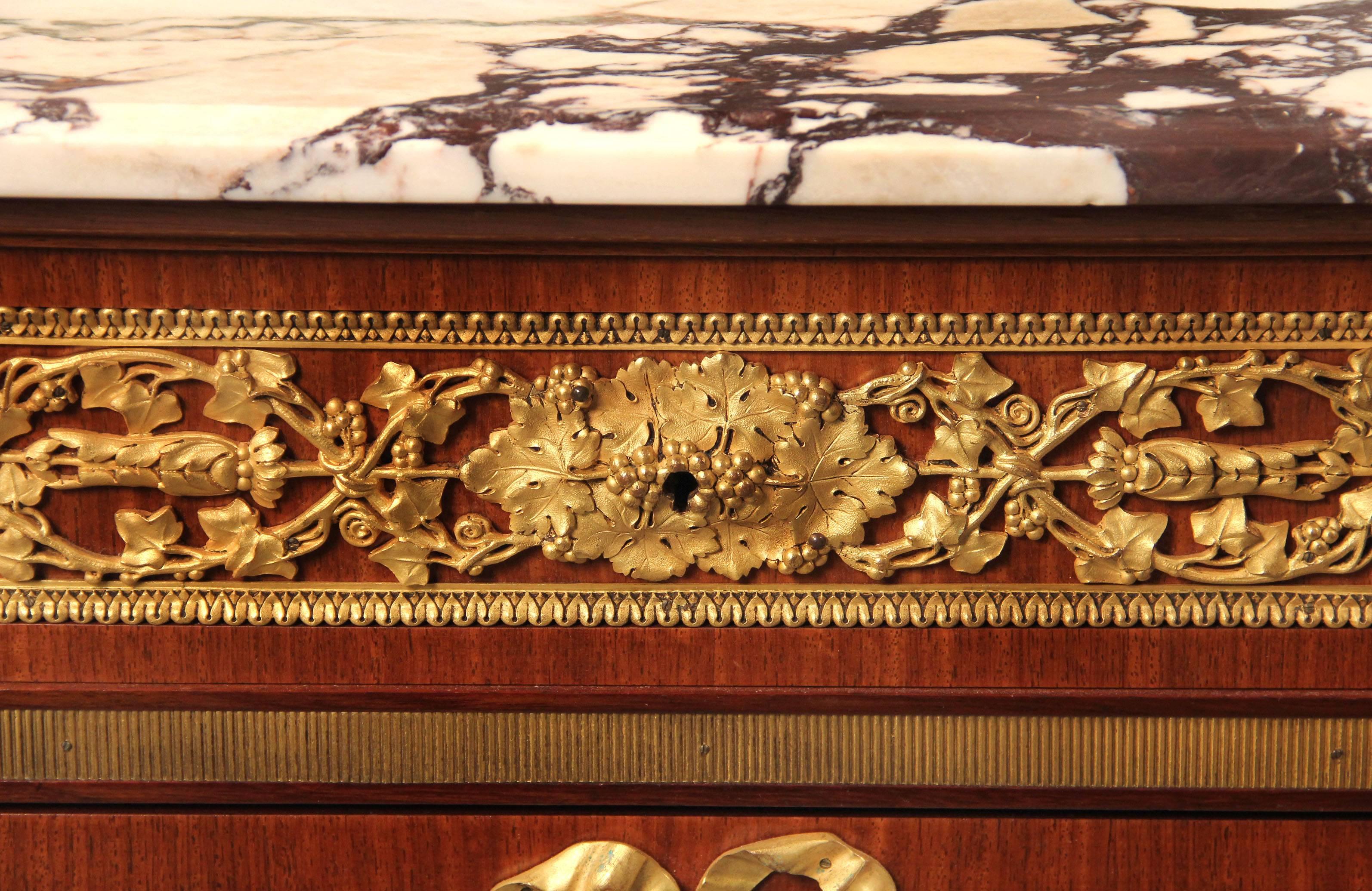 Belle Époque Fine Late 19th Century Gilt Bronze Mounted Commode Signed Haentges Fres For Sale