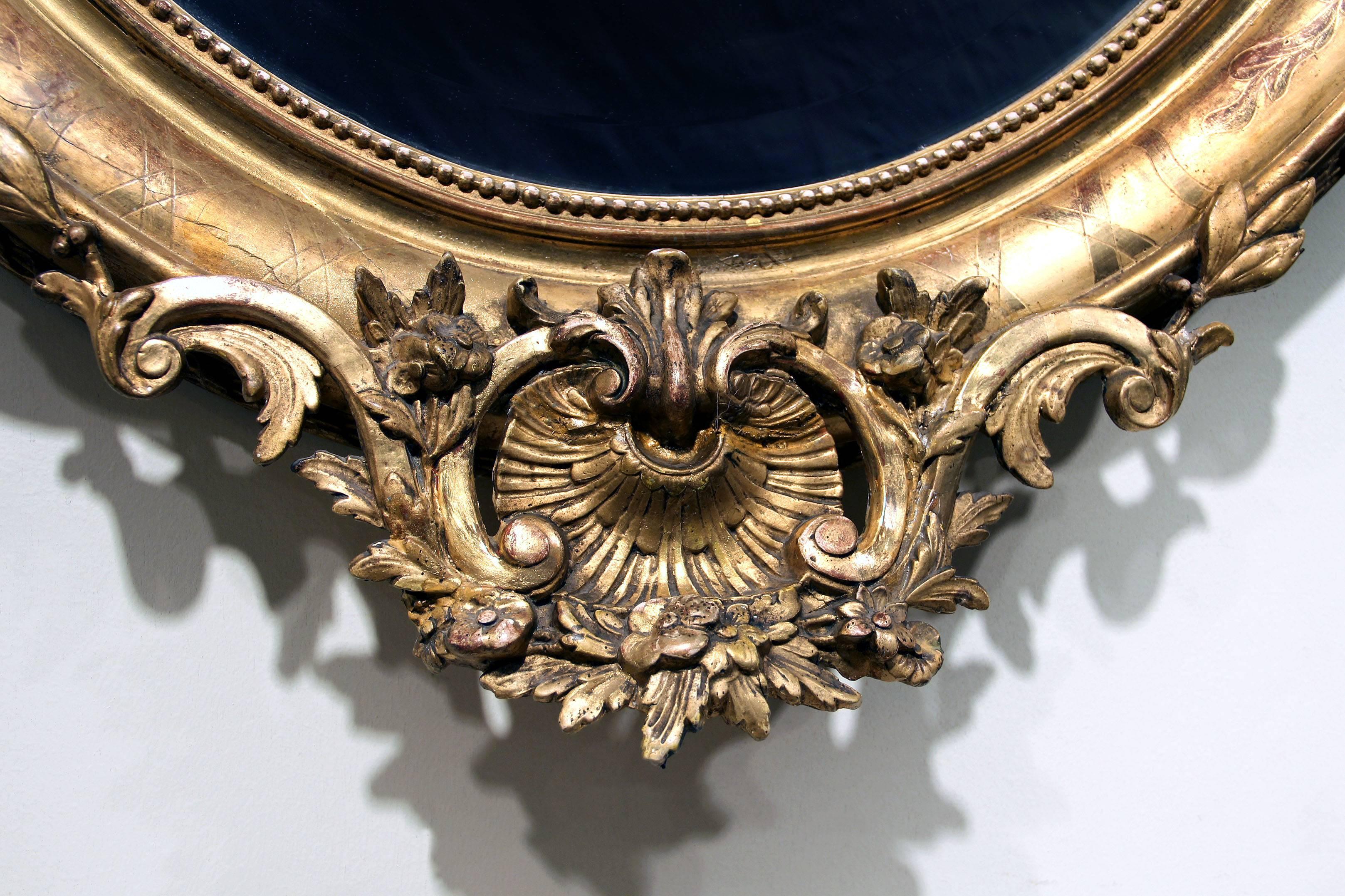French Fine Late 19th Century Carved Giltwood and Gesso Mirror For Sale