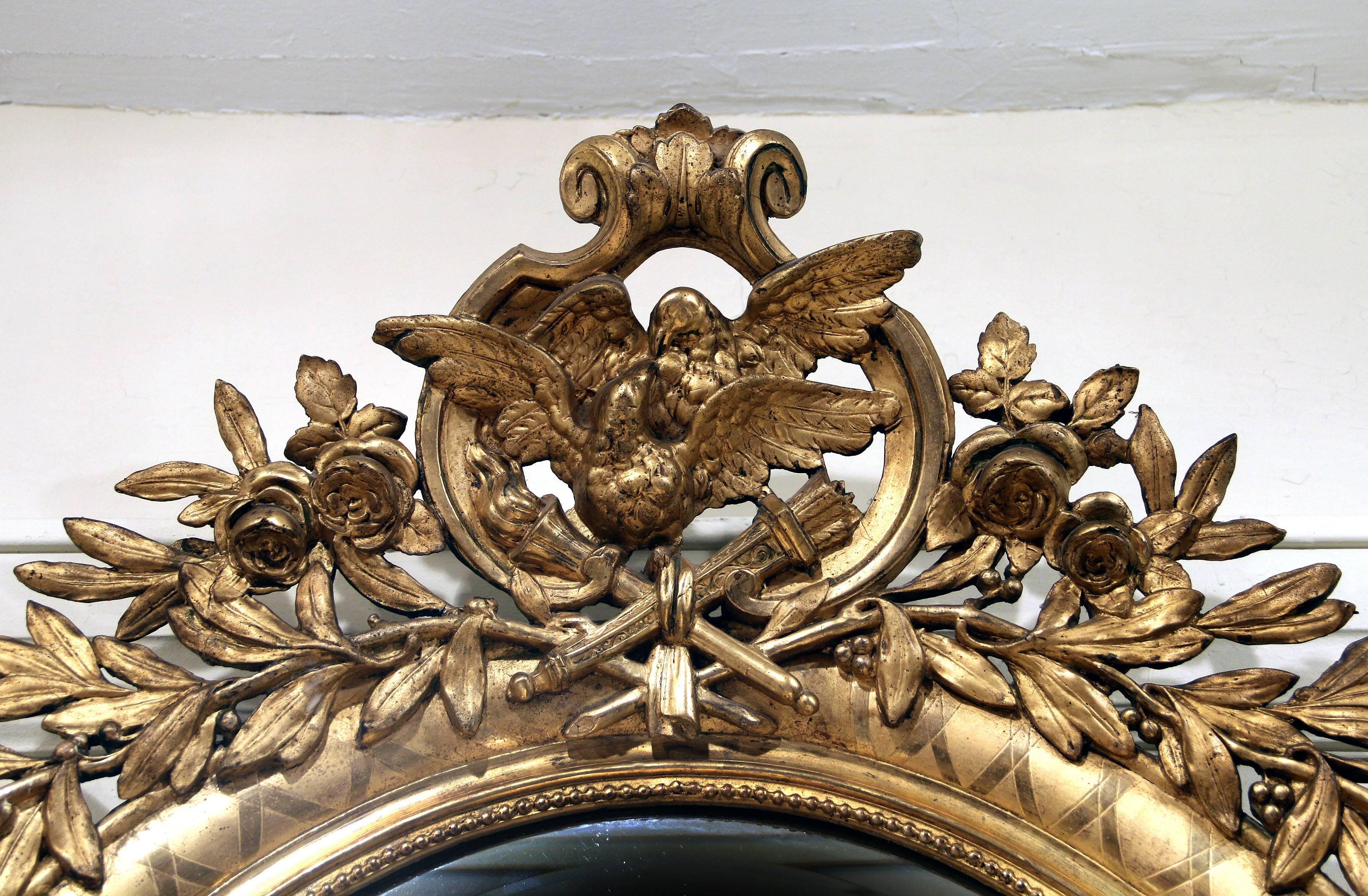 Belle Époque Fine Late 19th Century Carved Giltwood and Gesso Mirror For Sale