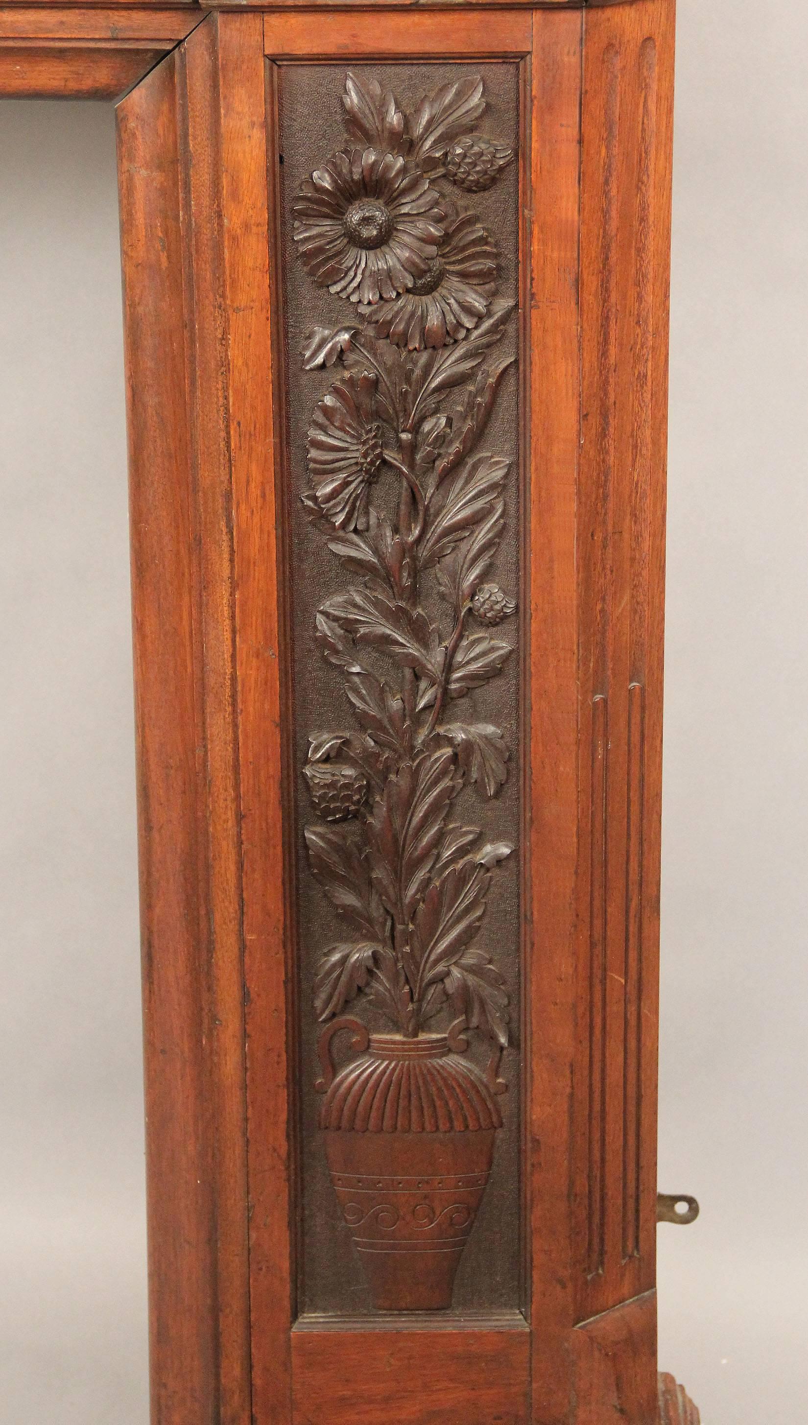 Late 19th Century Louis XVI Style Carved Wood Fireplace Surround For Sale 1