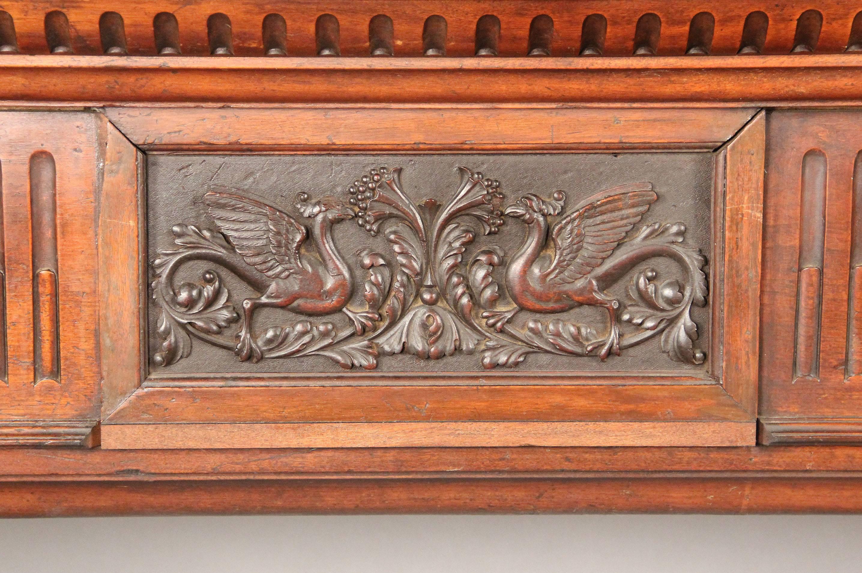 Hand-Carved Late 19th Century Louis XVI Style Carved Wood Fireplace Surround For Sale