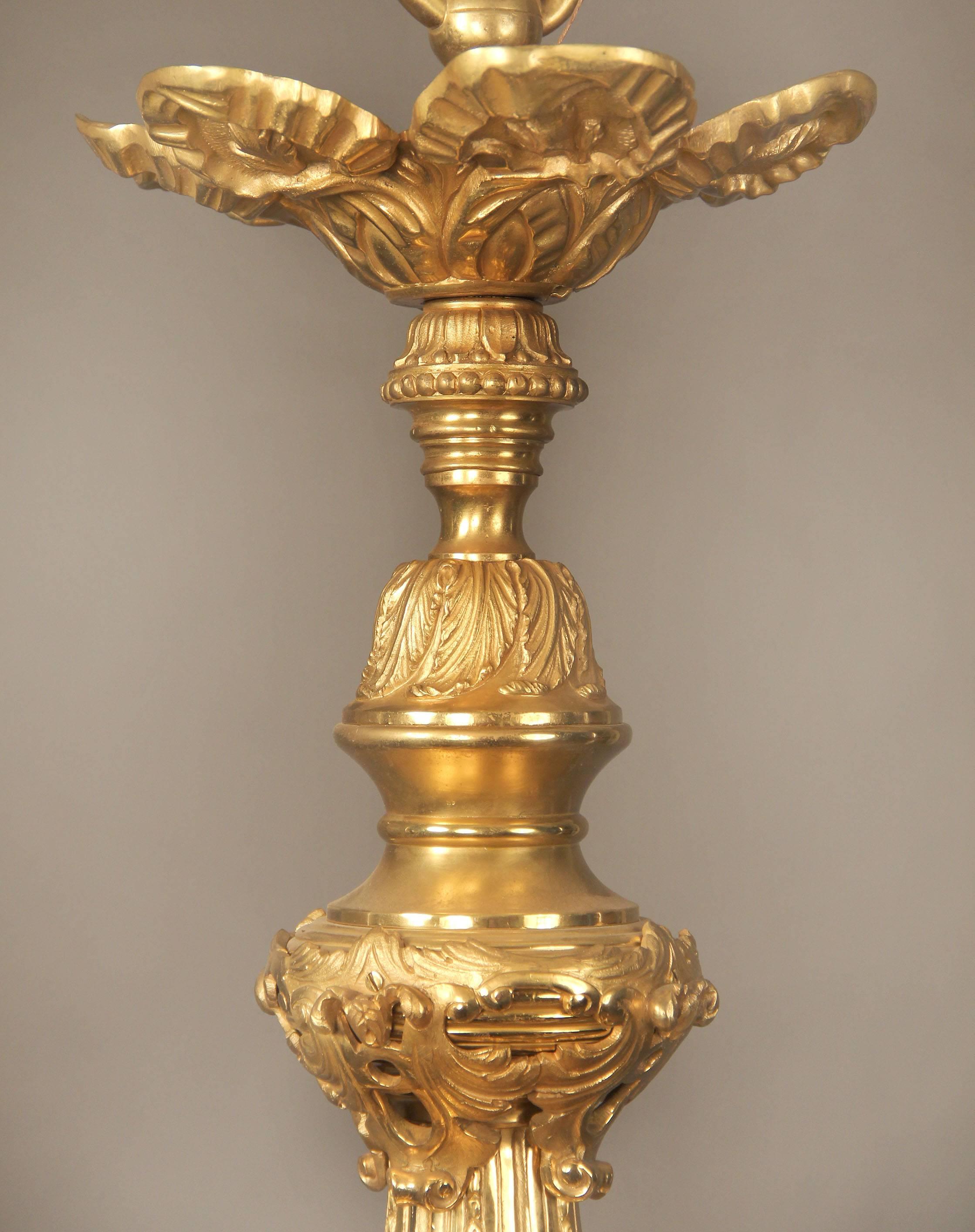 French Excellent Quality Late 19th Century Gilt Bronze Chandelier