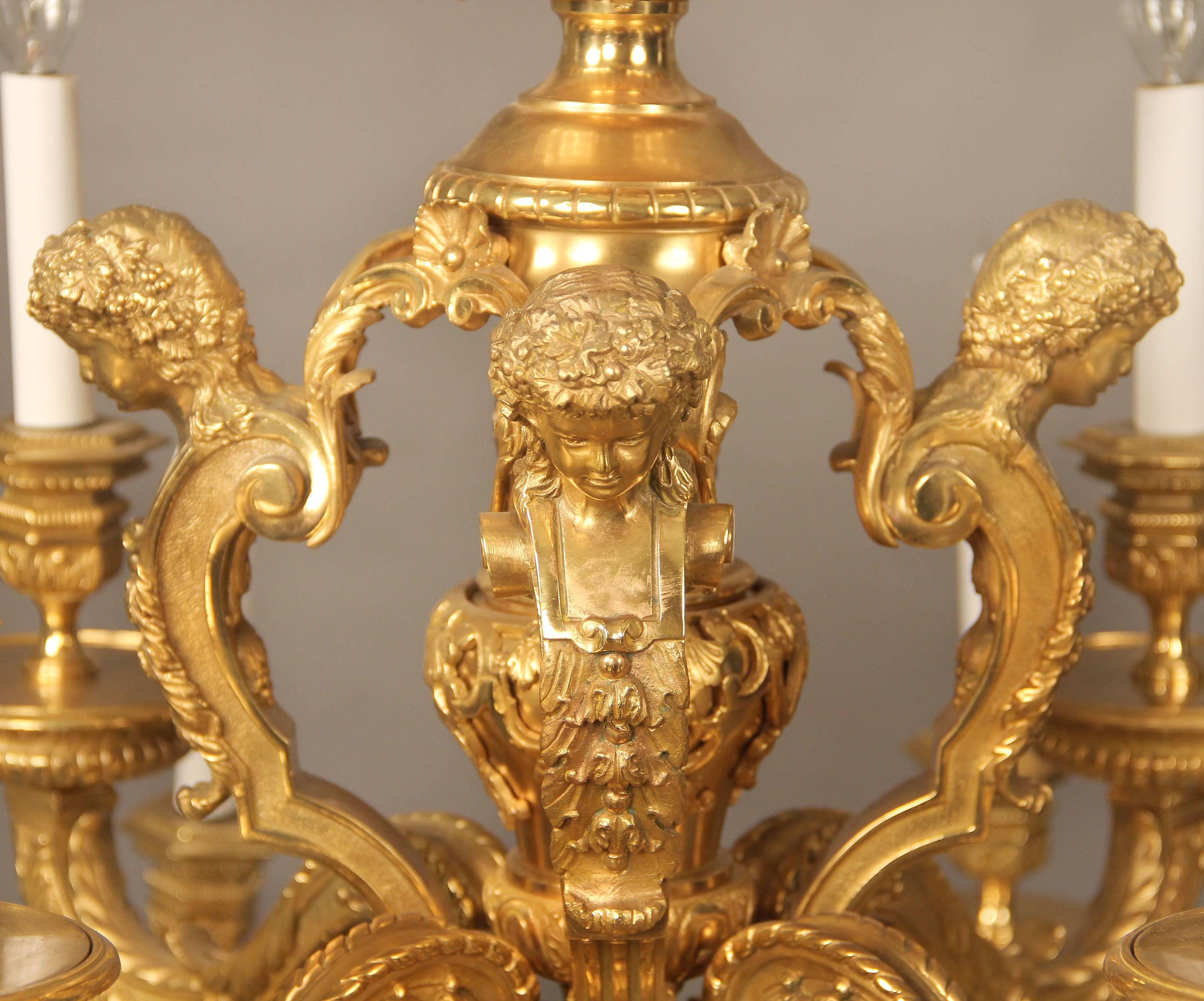 Belle Époque Excellent Quality Late 19th Century Gilt Bronze Chandelier